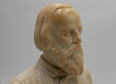 Portrait de Giuseppe Garibaldi - Sculpture originale en marbre, fin du 19ème siècle