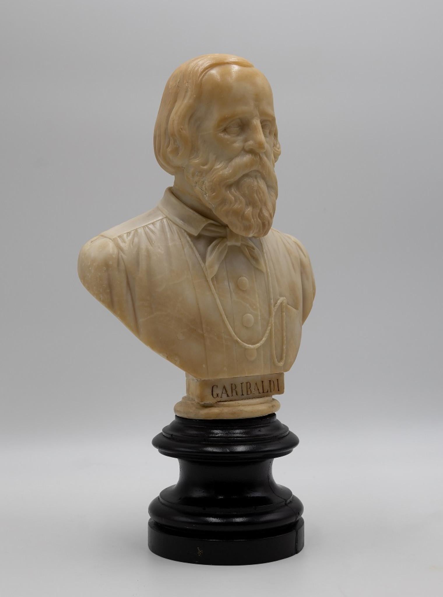 Portrait de Giuseppe Garibaldi - Sculpture originale en marbre, fin du 19ème siècle