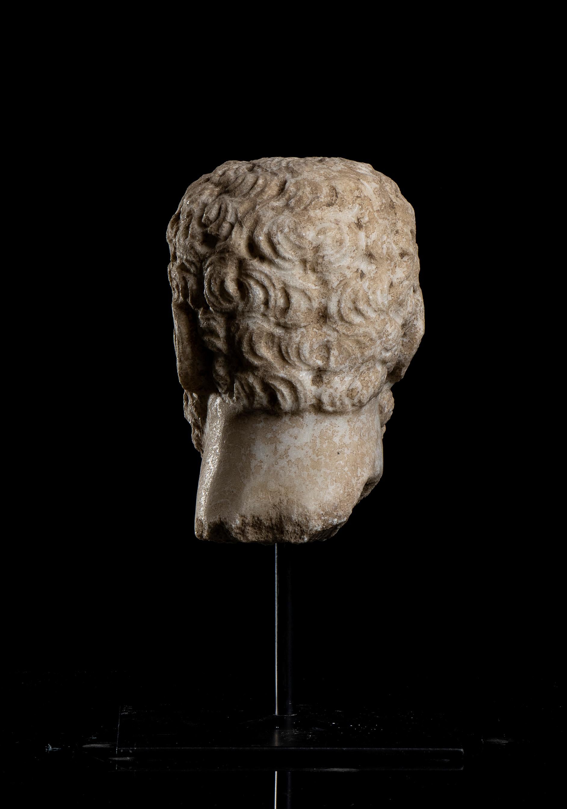 Portrait Sculpture of Roman Emperor Caracalla White Marble Italian Grand Tour  For Sale 2