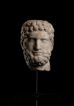 Used Portrait Sculpture of Roman Emperor Caracalla White Marble Italian Grand Tour 
