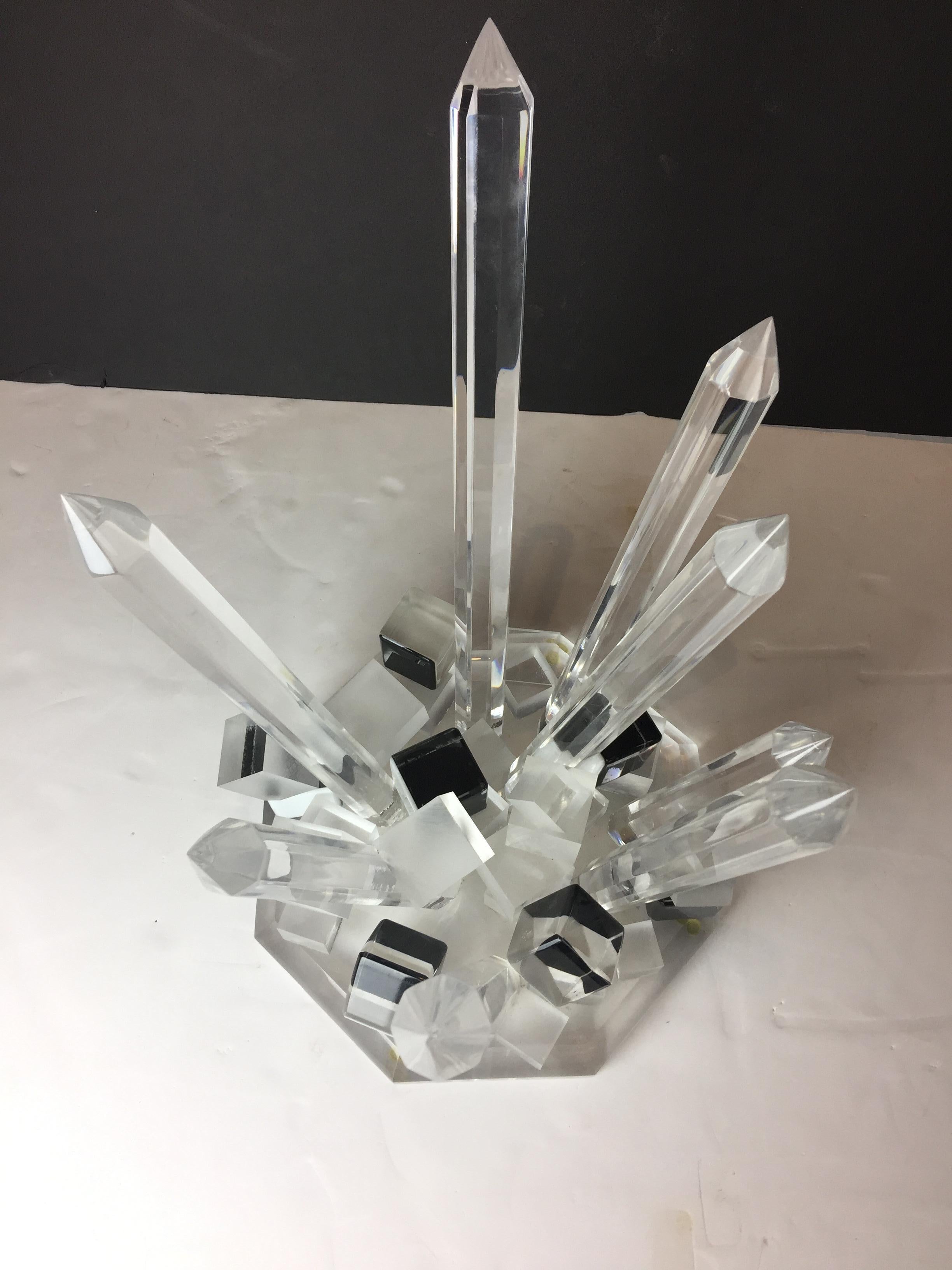 Postmodern Quartz shape large Lucite Center Pices  - Black Abstract Sculpture by Unknown