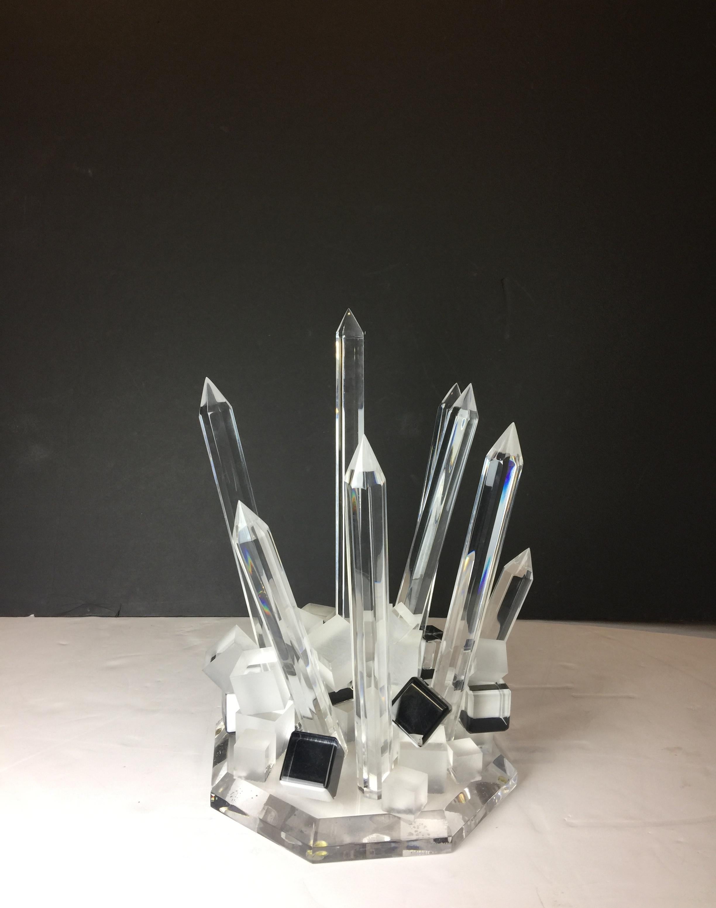 Unknown Abstract Sculpture - Postmodern Quartz shape large Lucite Center Pices 