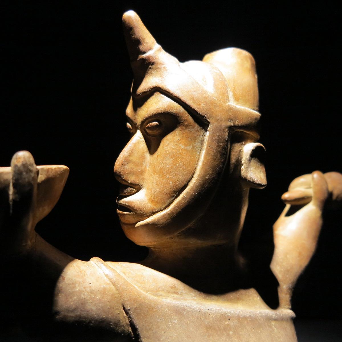 Pre-Columbian Colima Shaman terracotta figure vessel Mexican sculpture  - Sculpture by Unknown