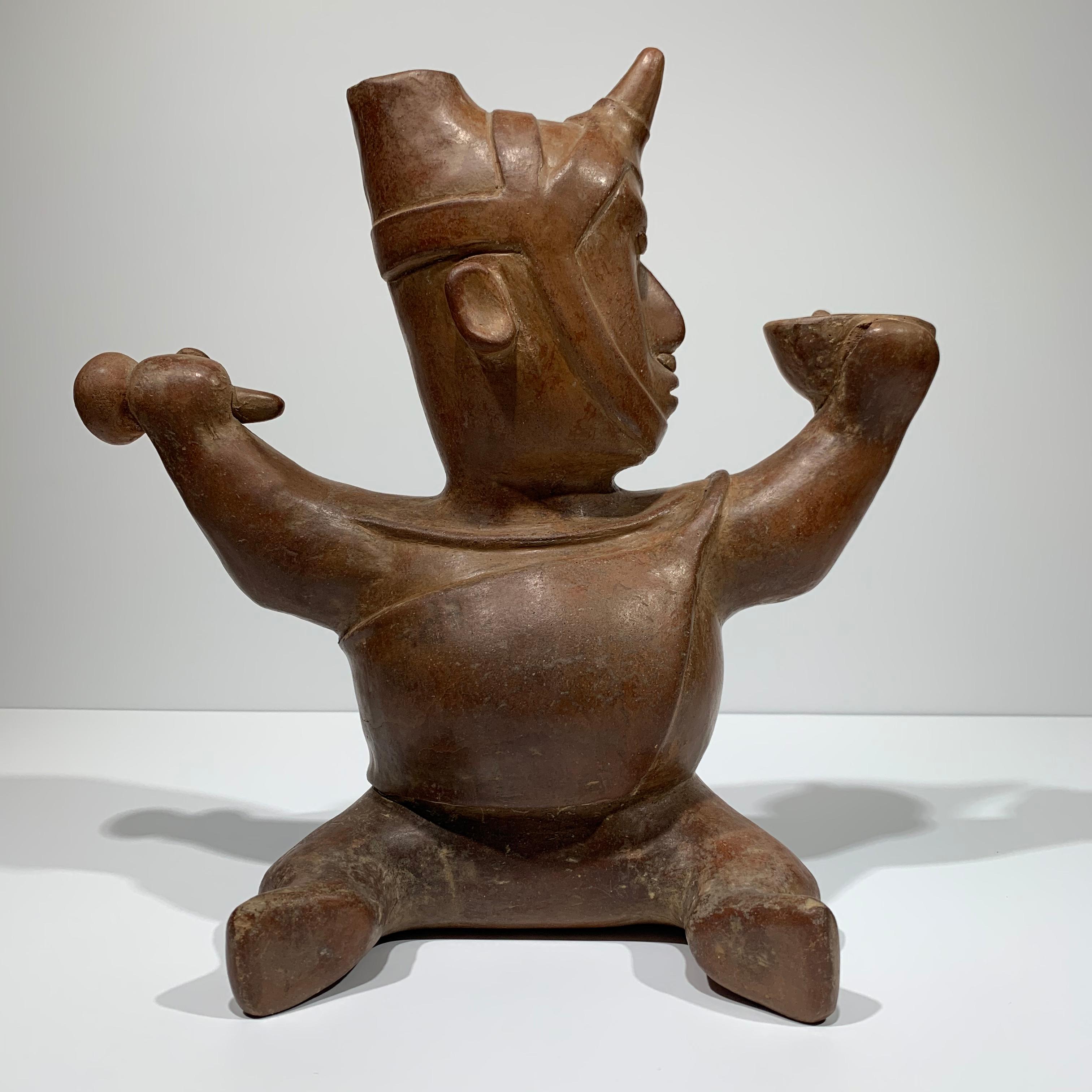 Pre-Columbian Colima Schamane Terrakotta-Figur Gefäß mexikanische Skulptur  im Angebot 4