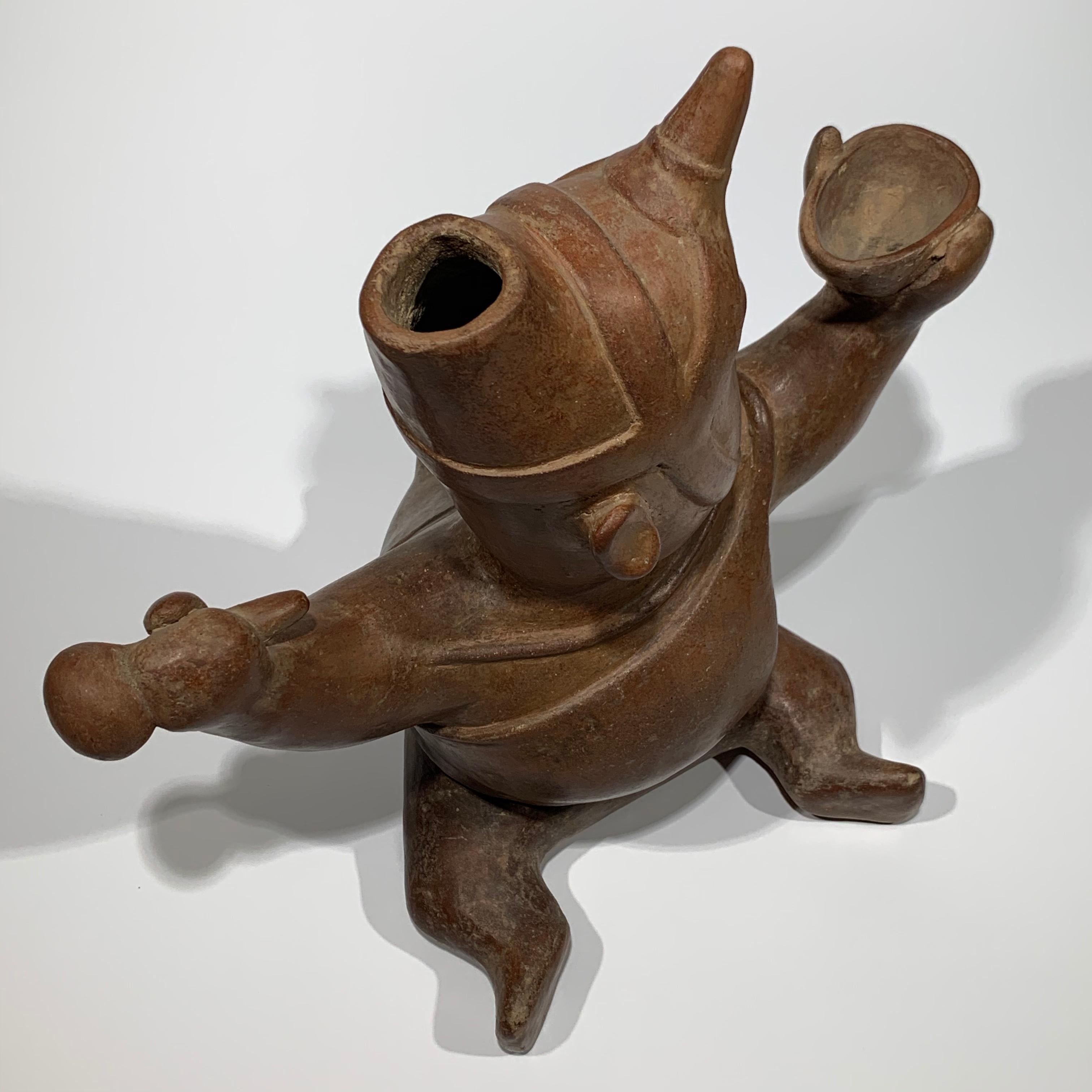 Pre-Columbian Colima Schamane Terrakotta-Figur Gefäß mexikanische Skulptur  im Angebot 5