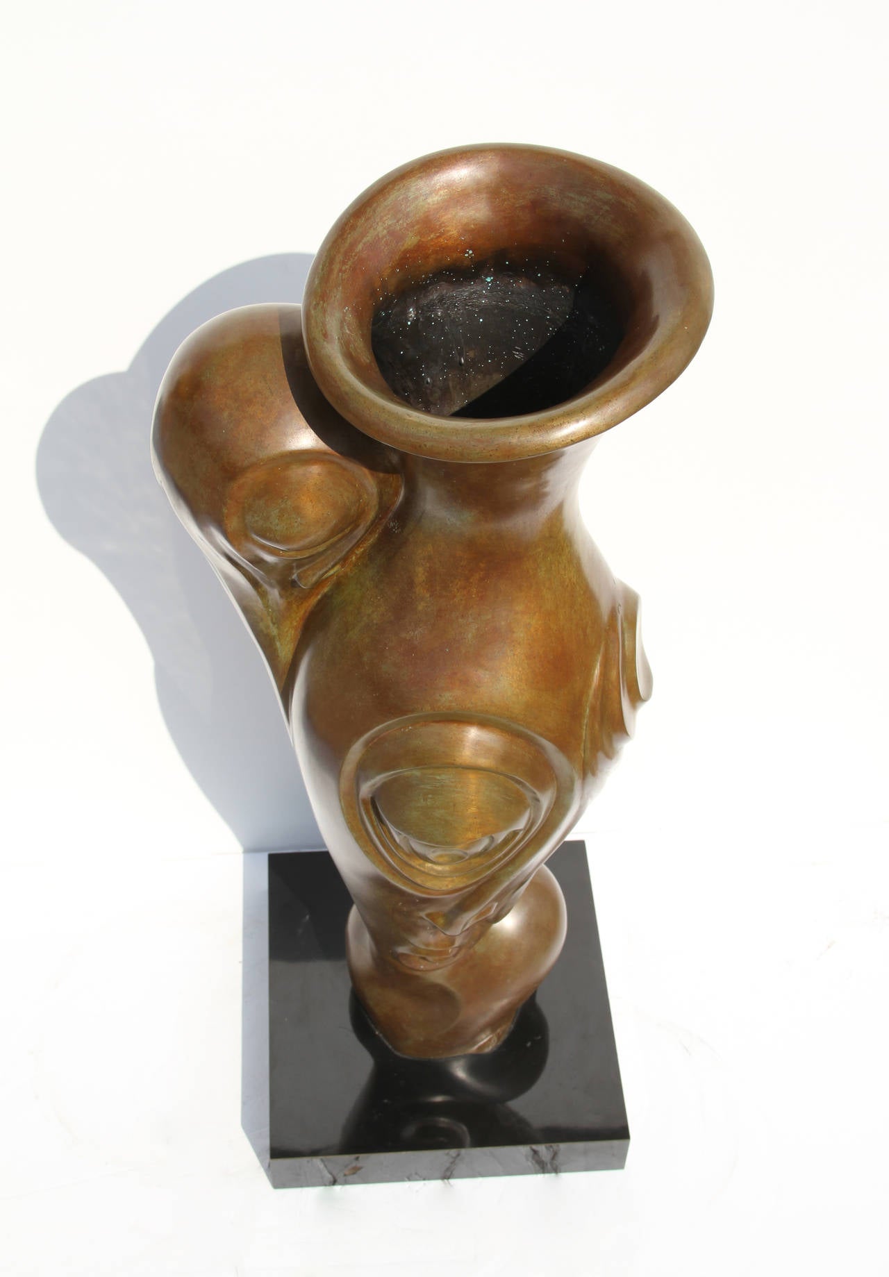 Profile Pitcher, Cubist Bronze Vase - Sculpture by Unknown