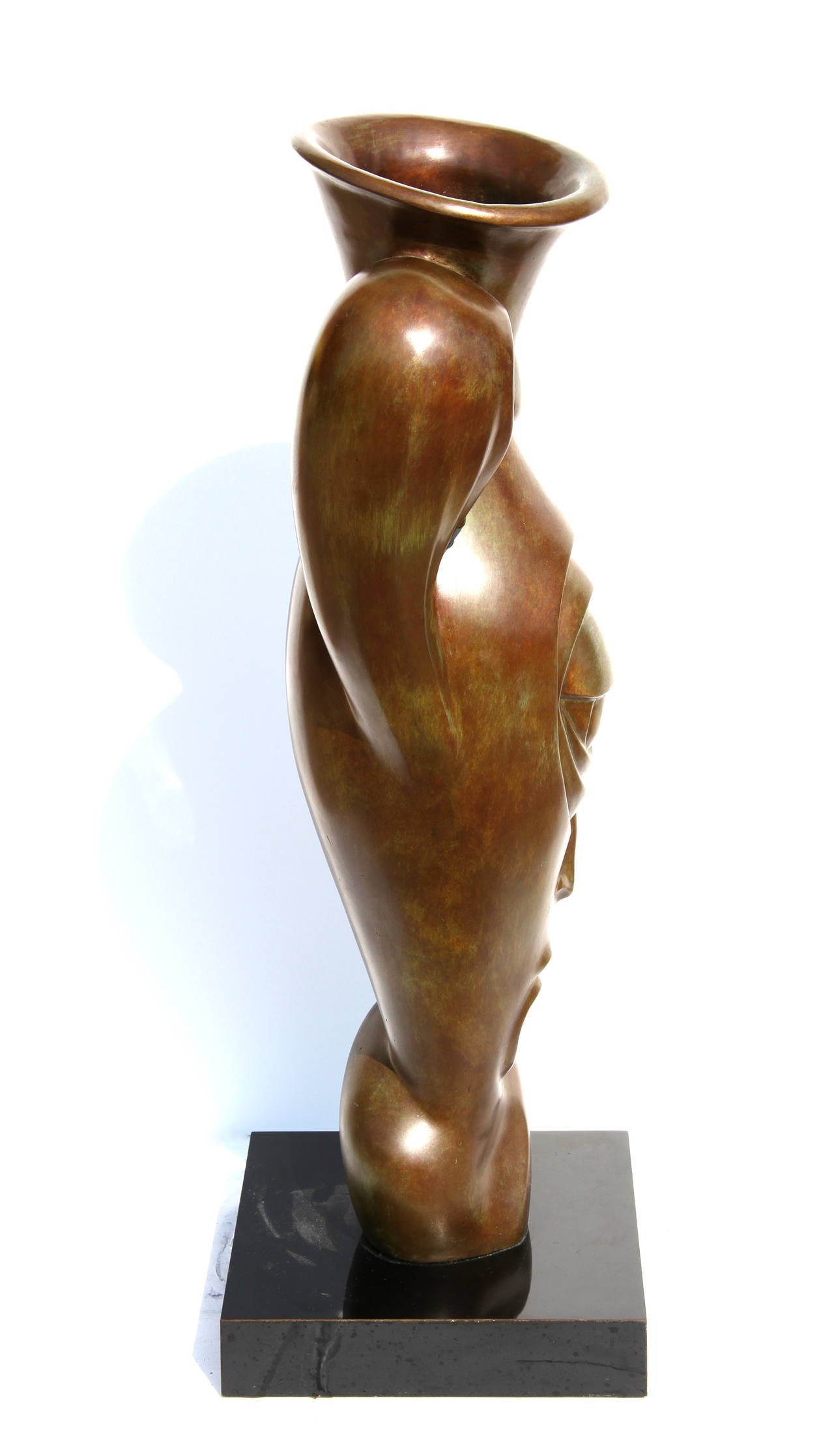 Profile Pitcher, Cubist Bronze Vase - Modern Sculpture by Unknown
