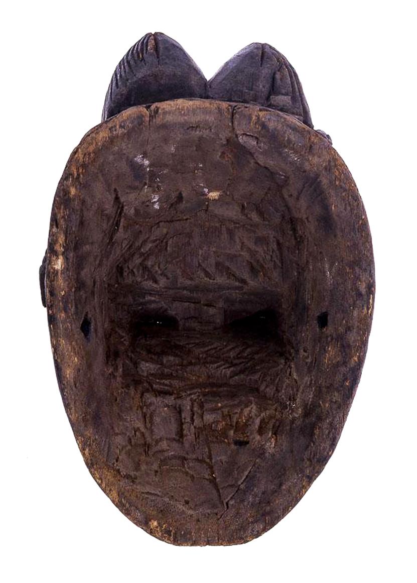 Punu African Tribal Face Mask Sculpture, Figure from Gabon, Early 20th Century - Brown Figurative Sculpture by Unknown