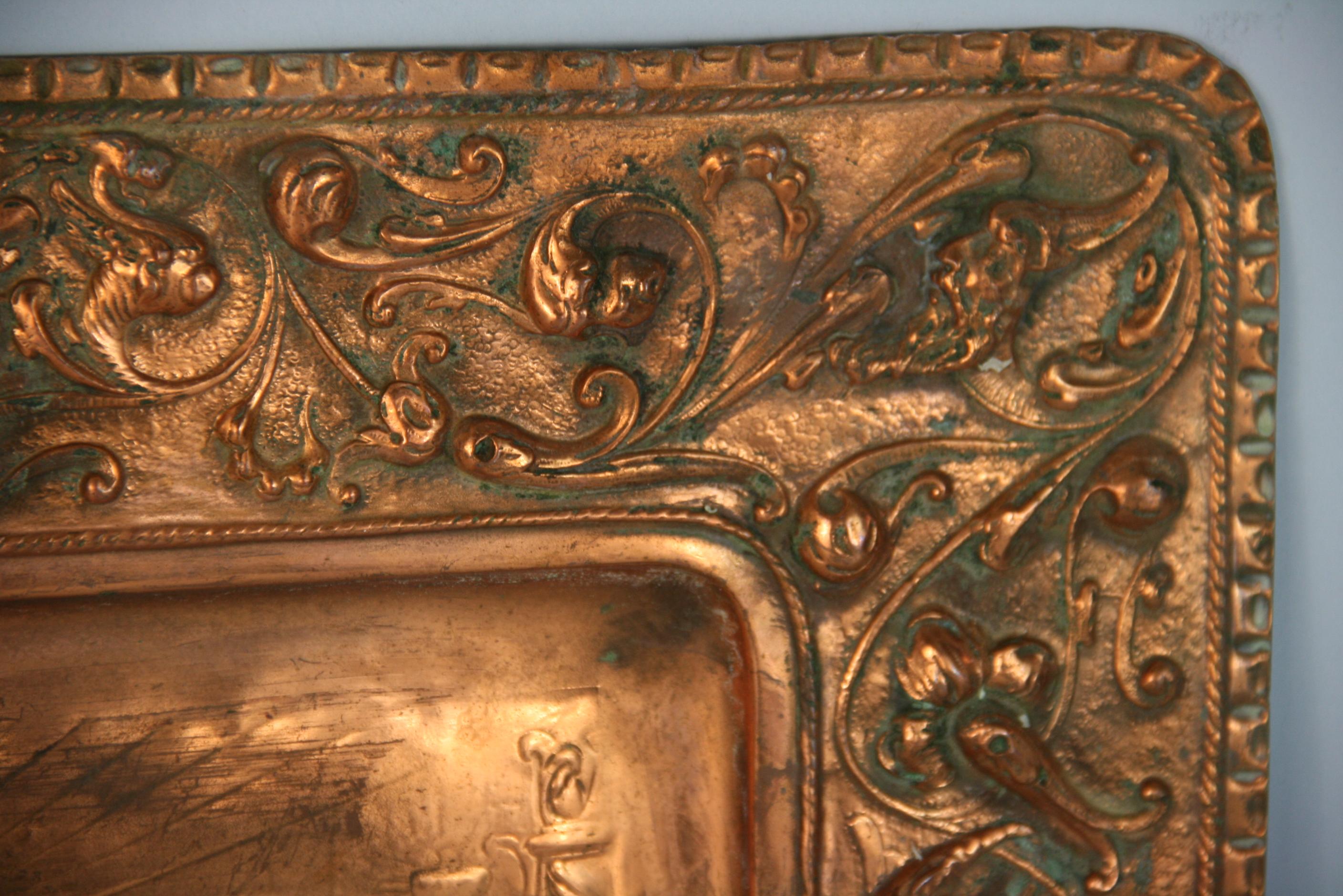 Putti Band Playing Embossed Copper Wall Sculpture 5