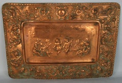 Putti Band Playing Embossed Copper Wall Sculpture