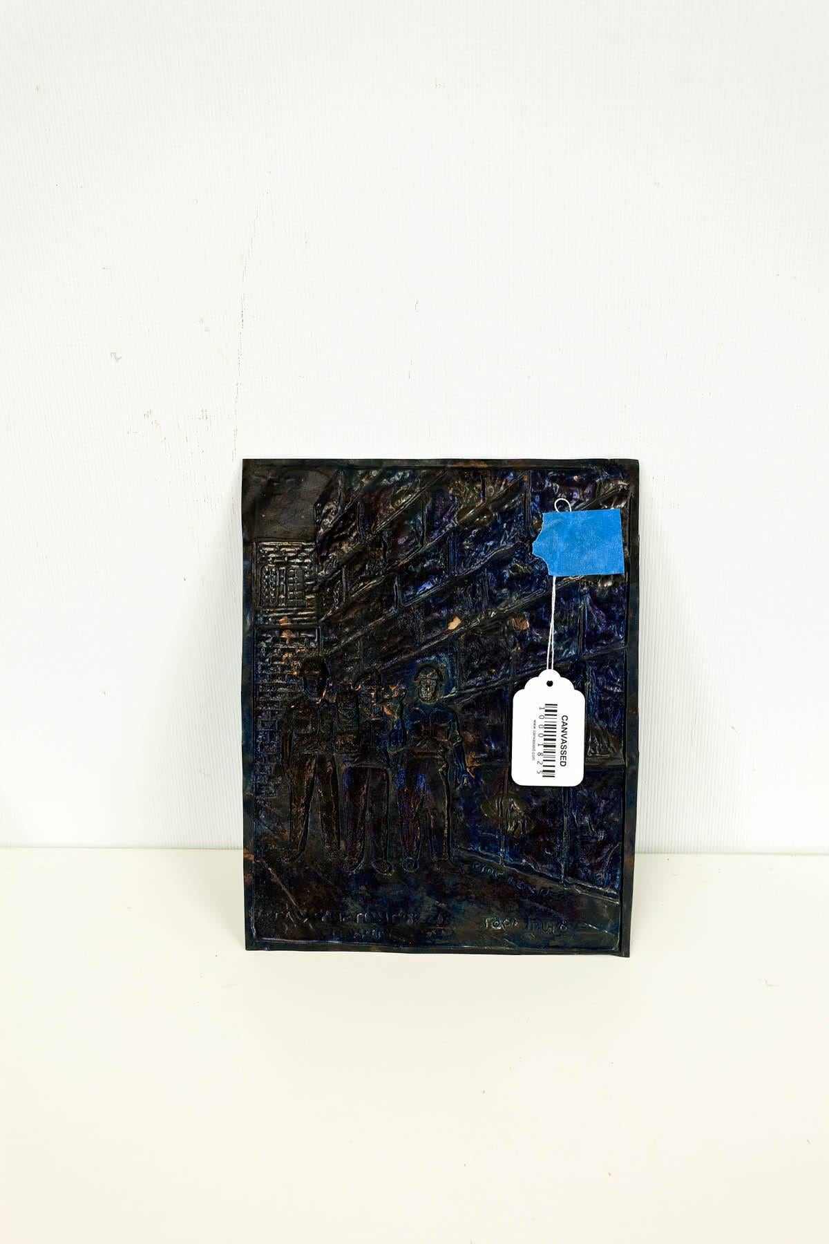 Image iconique en cuivre repoussé martelé à la main, Judaïca, art israélien.Shlomo Goren (hébreu : שלמה גורן ; 3 février 1917 - 29 octobre 1994), était un rabbin sioniste religieux orthodoxe israélien né en Pologne et un érudit talmudique qui était