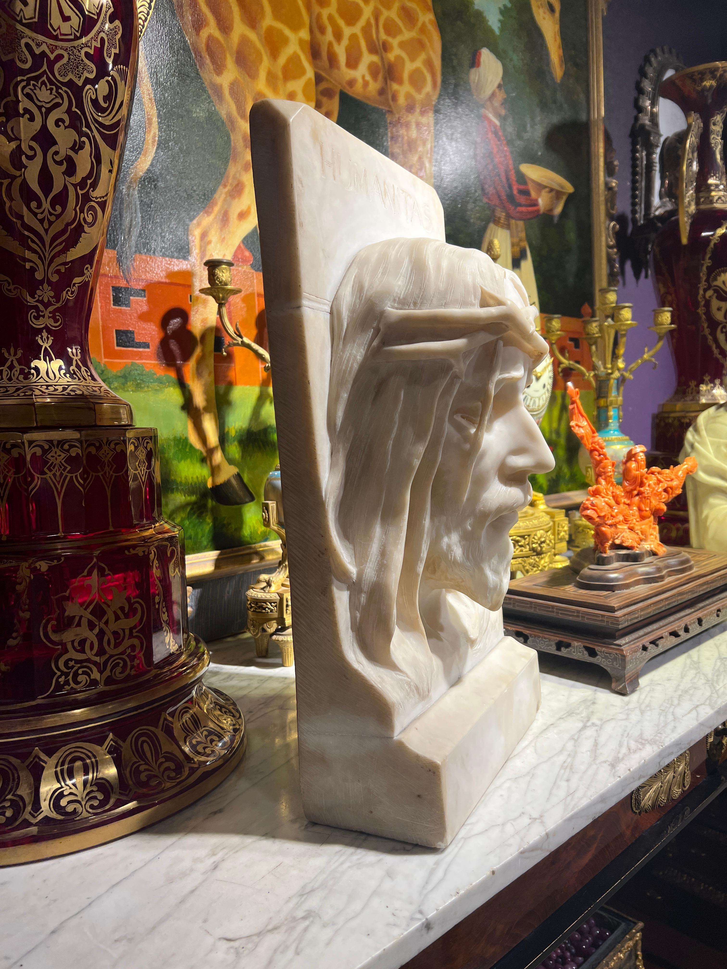 Rare and Important Italian Alabaster Bust Sculpture of Jesus Christ, C. 1860 For Sale 9