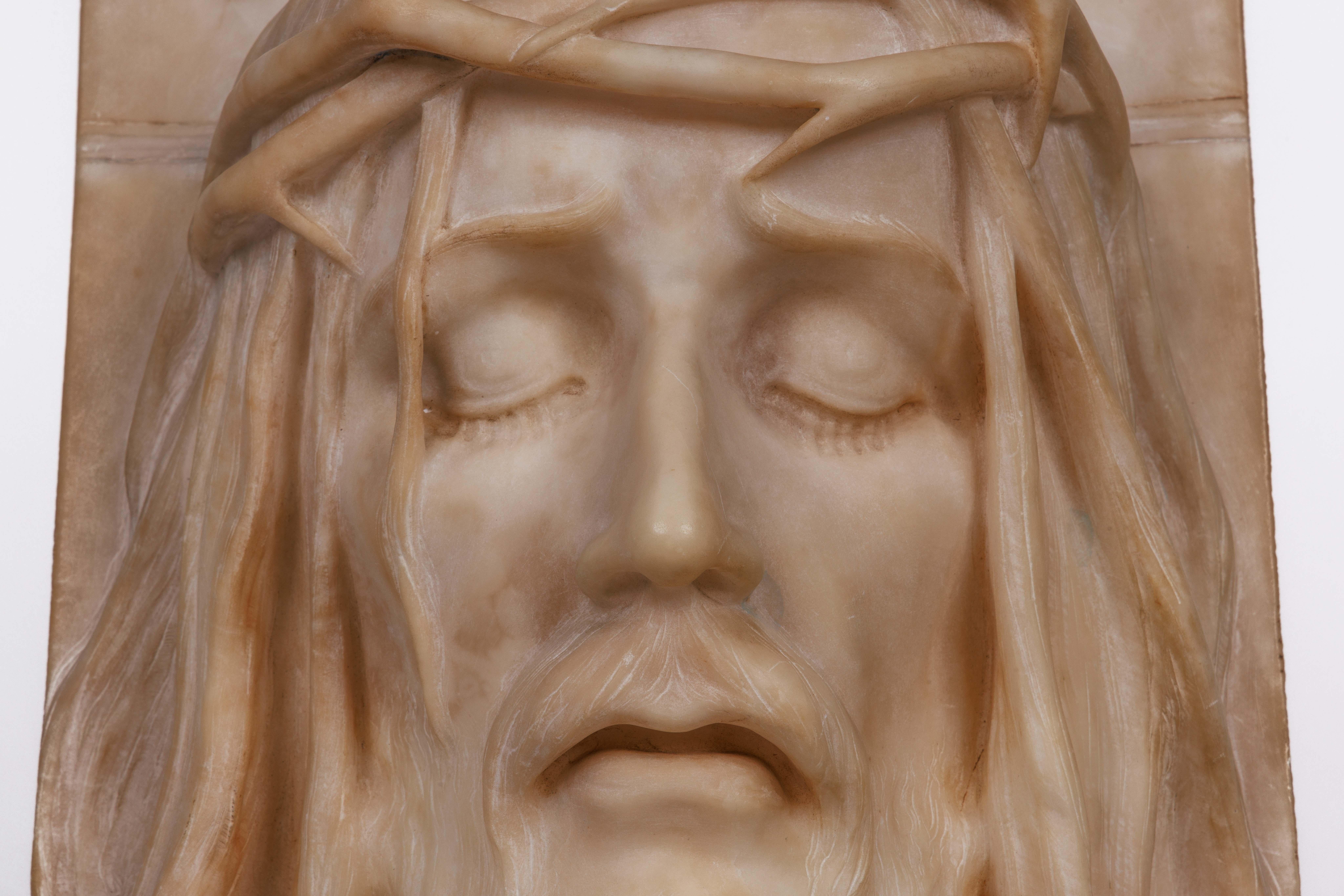 Rara e importante escultura italiana de Jesucristo en busto de alabastro, c. 1860 en venta 2