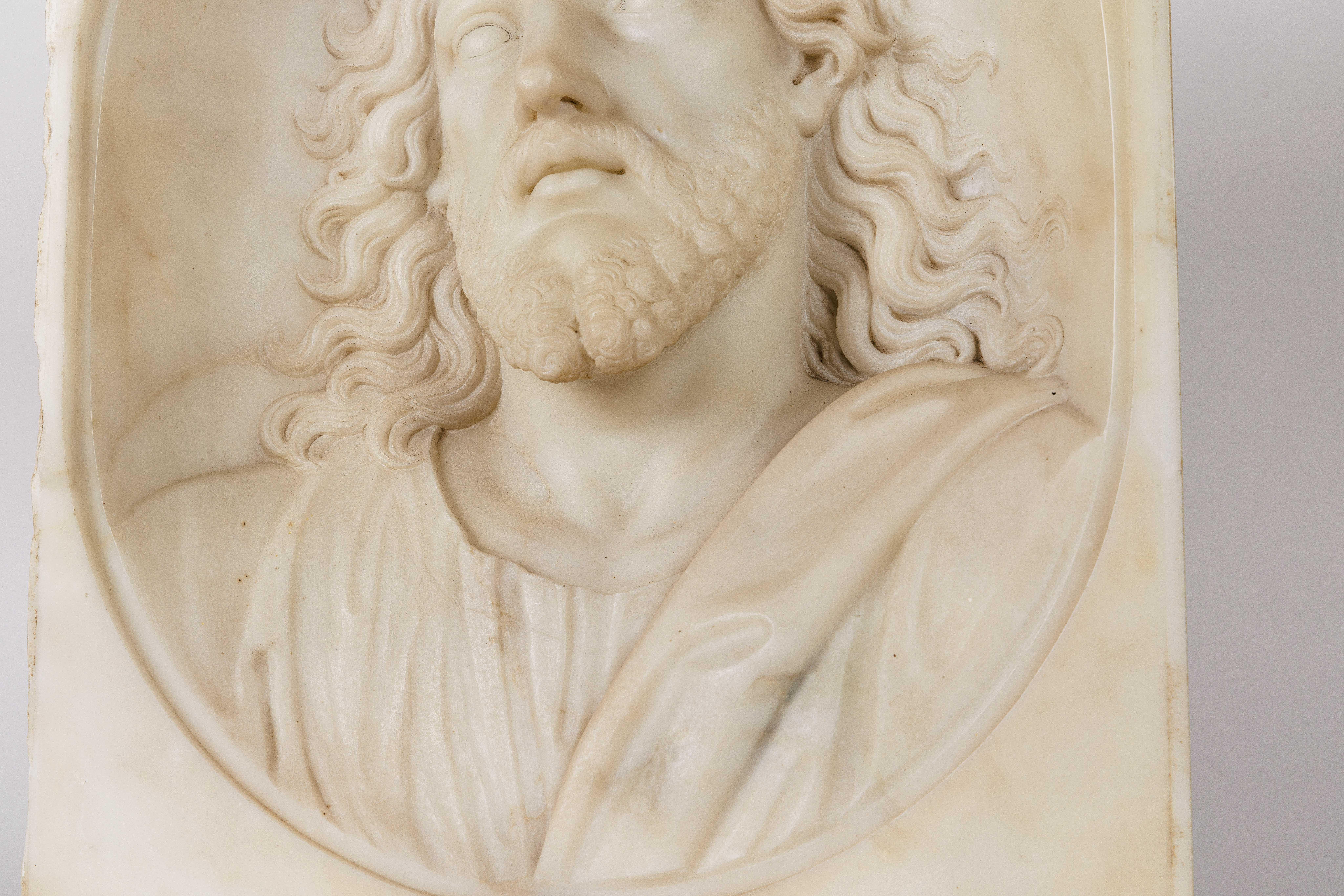 Rare and Important Italian White Marble Bust Sculpture of Jesus Christ, C. 1850 For Sale 4
