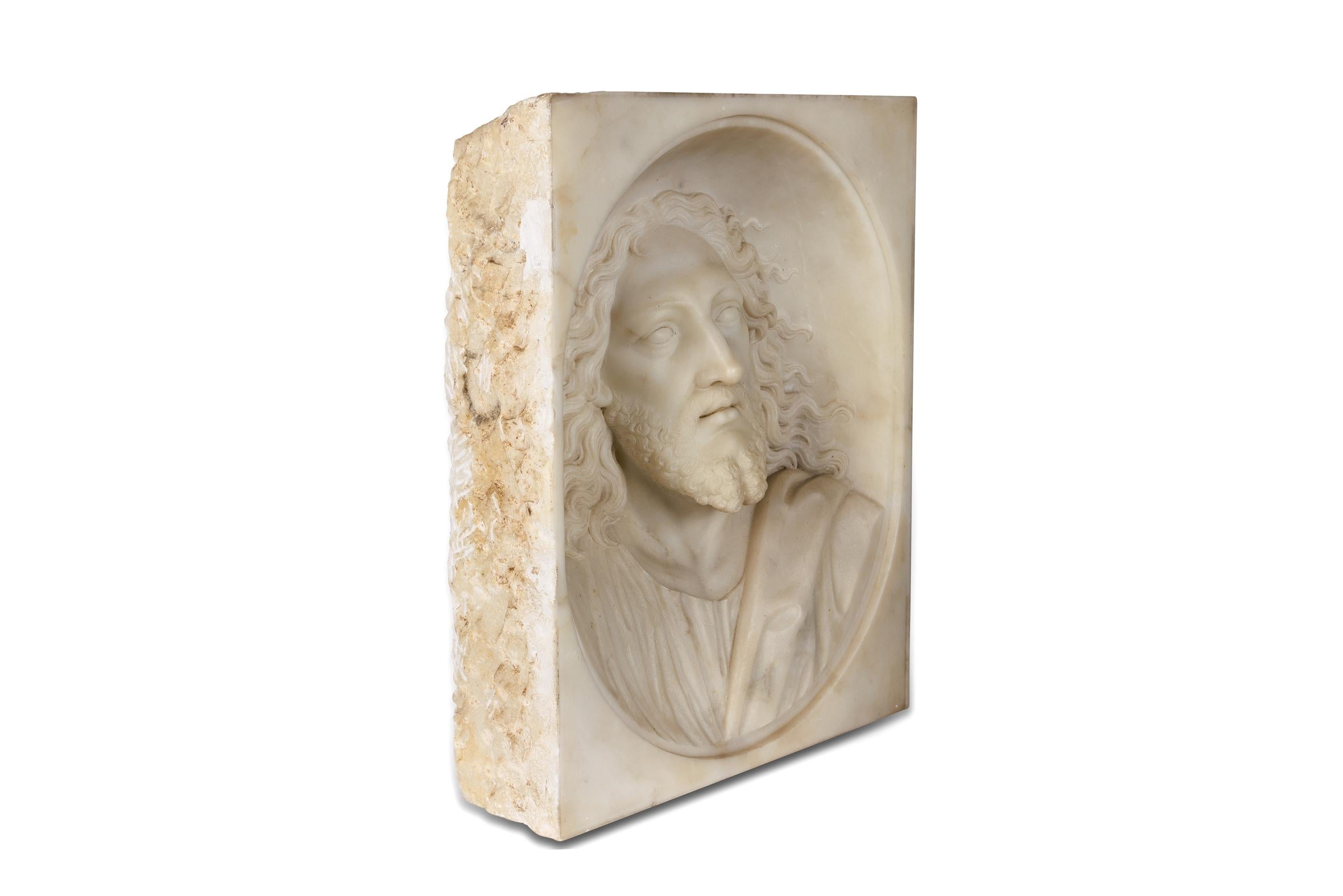 Rare and Important Italian White Marble Bust Sculpture of Jesus Christ, C. 1850

A truly exceptionally carved marble relief of Holy Jesus Christ. Very powerful and dramatic- a museum worthy sculpture. 

Unsigned, but definitely by a master Italian