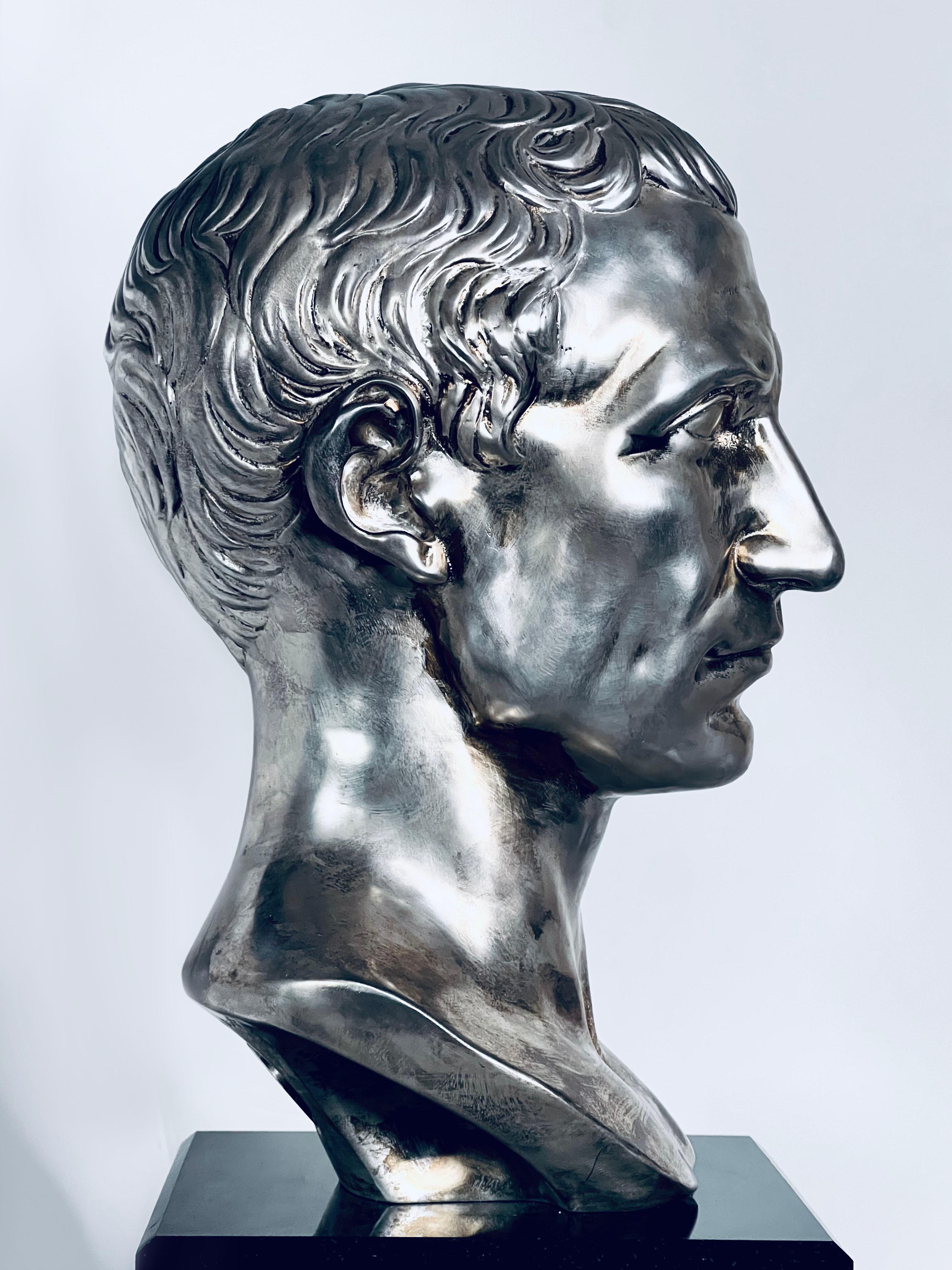 Pure Silver Julius Caesar Bust by Arte Divine - Old Masters Sculpture by Unknown