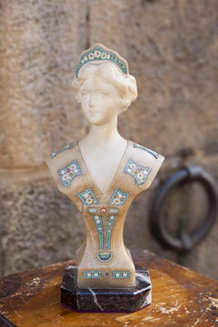 Raro Busto, Jugendstil in Alabaster und Mikromosaik