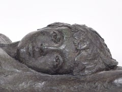 Reclining Nude resin bronze sculpture of a girl