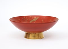 Japanese Red and Gold Bowls by Suizan