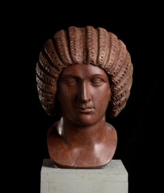 Rote Marmorskulptur Porträt römische Kaiserin Giulia Domna Klassisch römisch 19.
