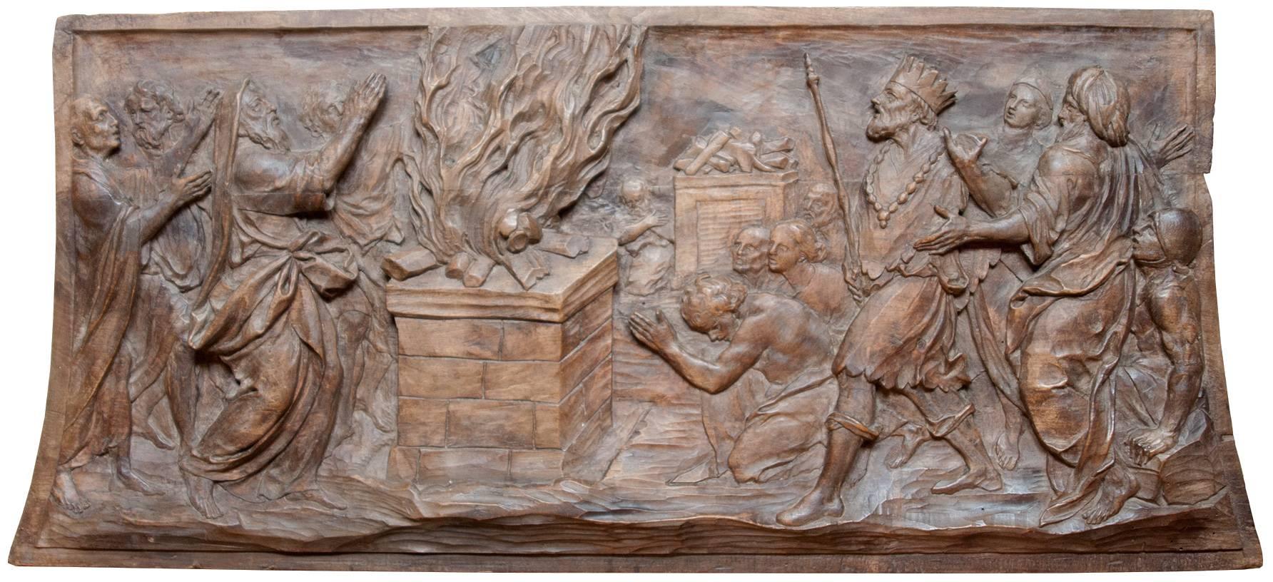 Unknown Figurative Sculpture - Relief depicting Elijah and Ahab at Mount Carmel c. 1700