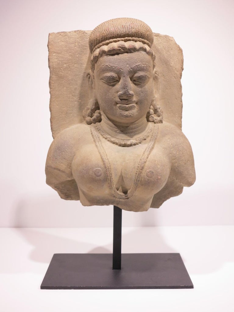 Unknown Relief with Bust of Goddess, Indian antique sculpture For Sale at 1stDibs