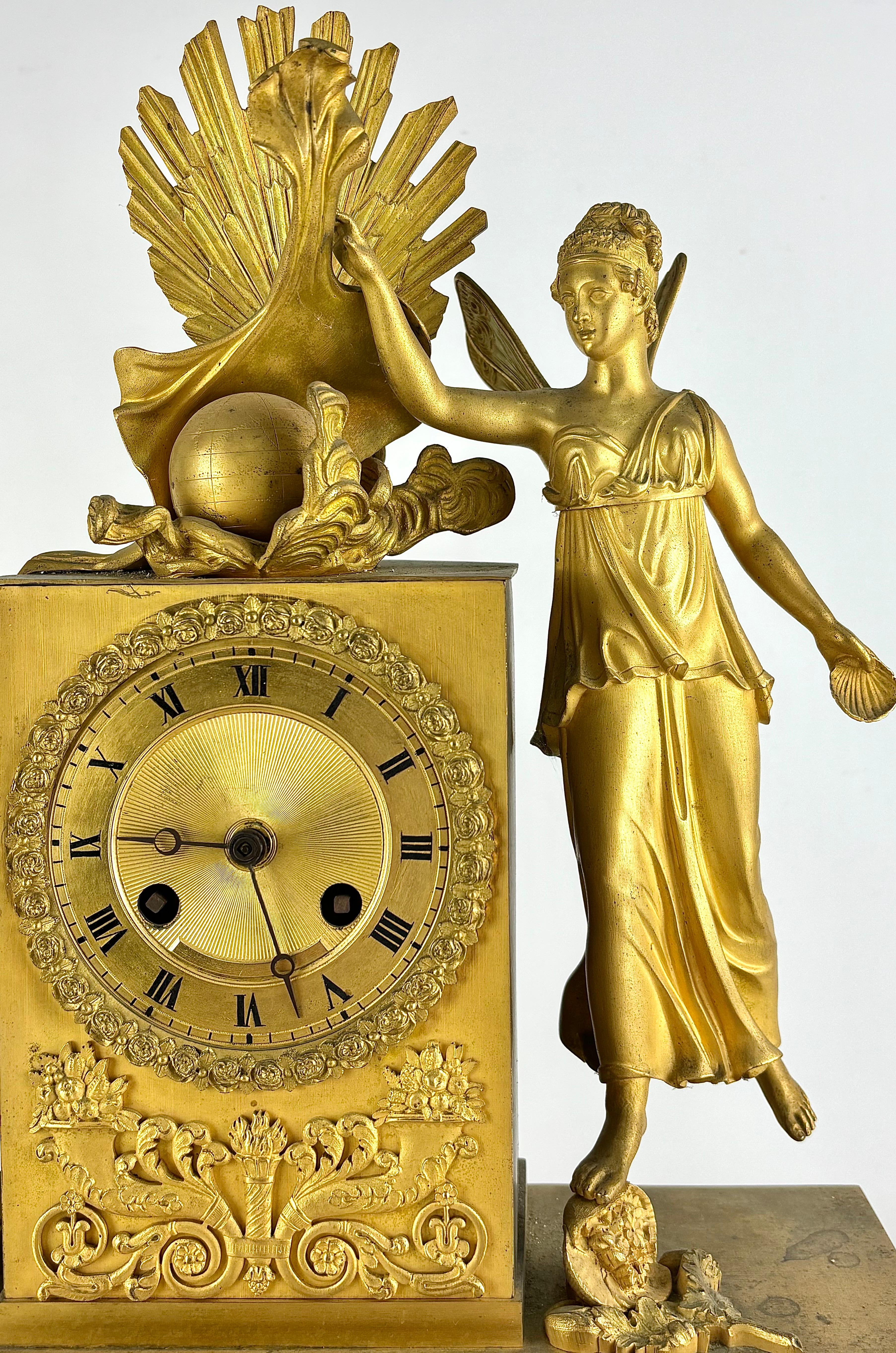 RELOJ SOBREMESA IMPERIO - BRONCE DORADO AL MERCURIO - FRANCIA 1810-15 - Sculpture by Unknown