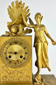 RELOJ SOBREMESA IMPERIO - BRONCE DORADO AL MERCURIO - FRANCIA.