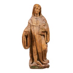 Scultura italiana in legno intagliato del XVI secolo - San Roberto - Dipinto dorato