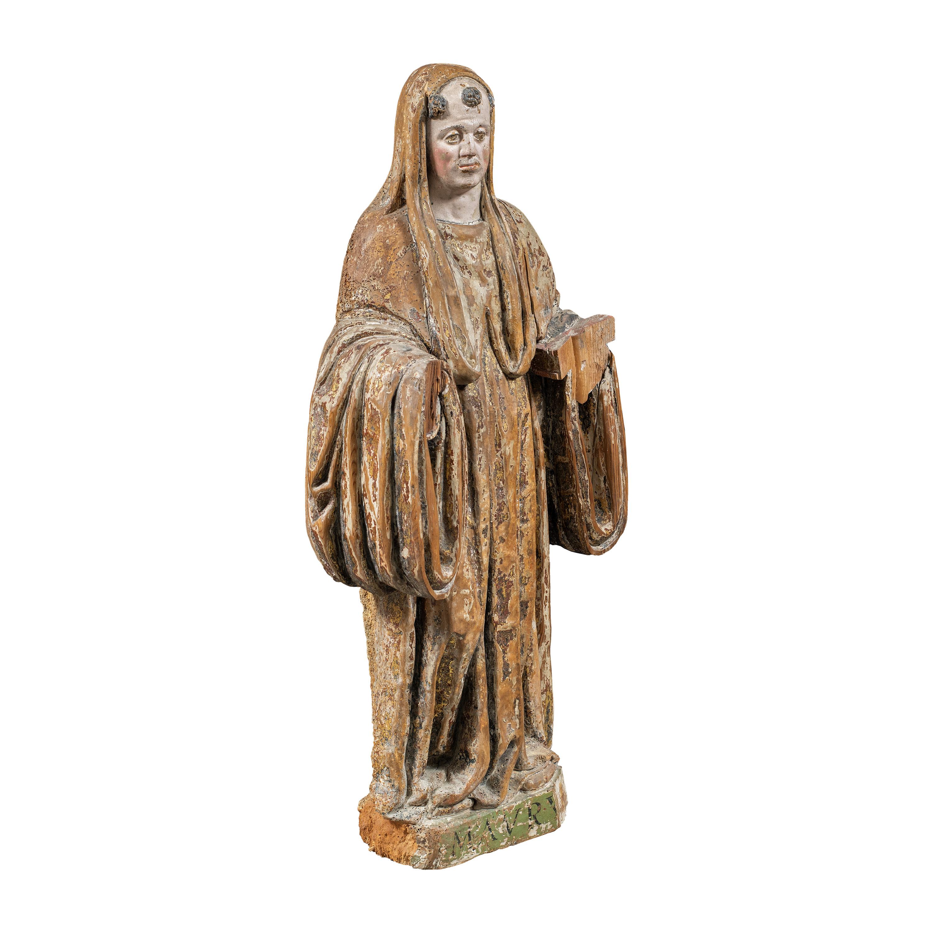 Renaissance Italian sculptor - 16th century wood sculpture - Saint Maurus - Sculpture by Unknown