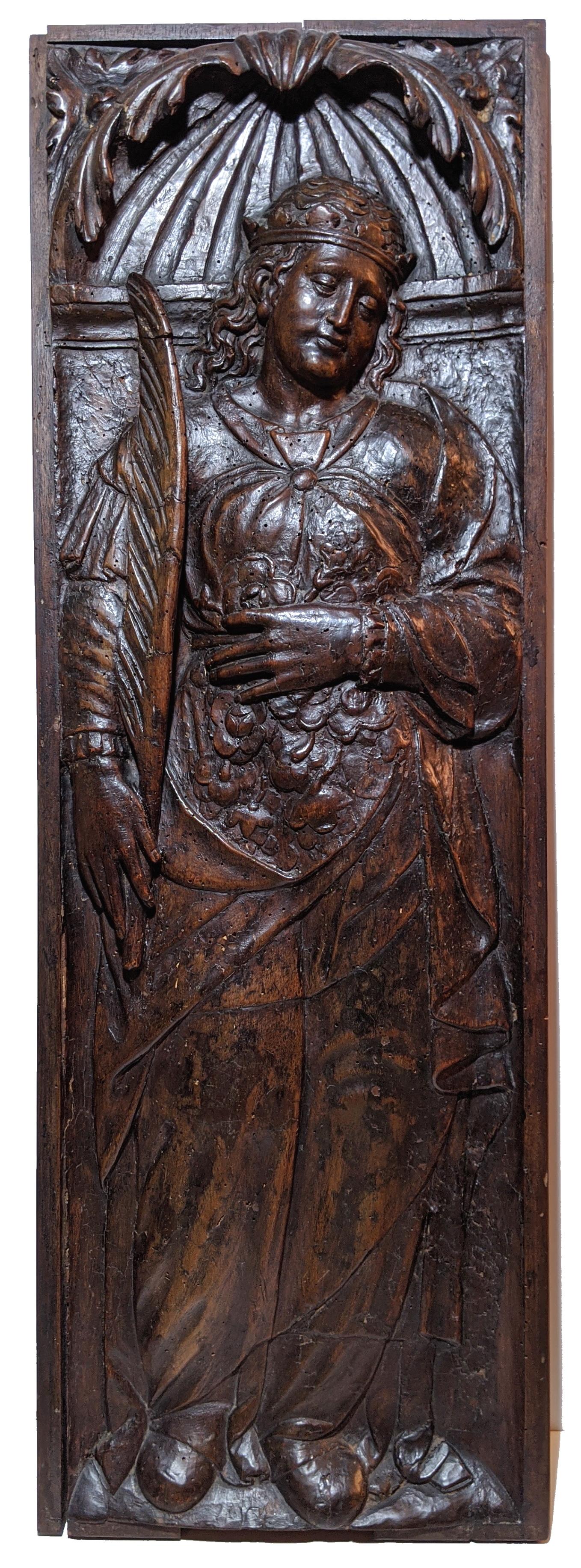 Unknown Figurative Sculpture - Renaissance Panel - St. Elizabeth Of Hungary