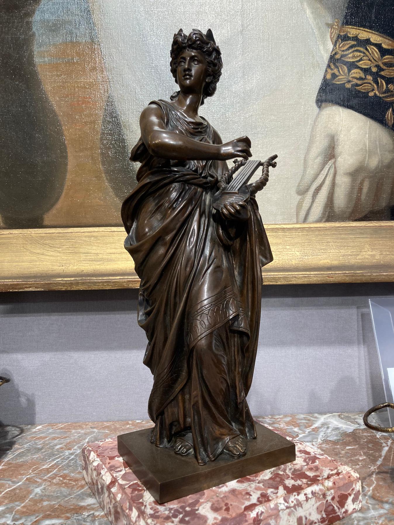 Unknown Figurative Sculpture - Représentation De La Musique En Bronze Par Mathurin Moreau XIXe