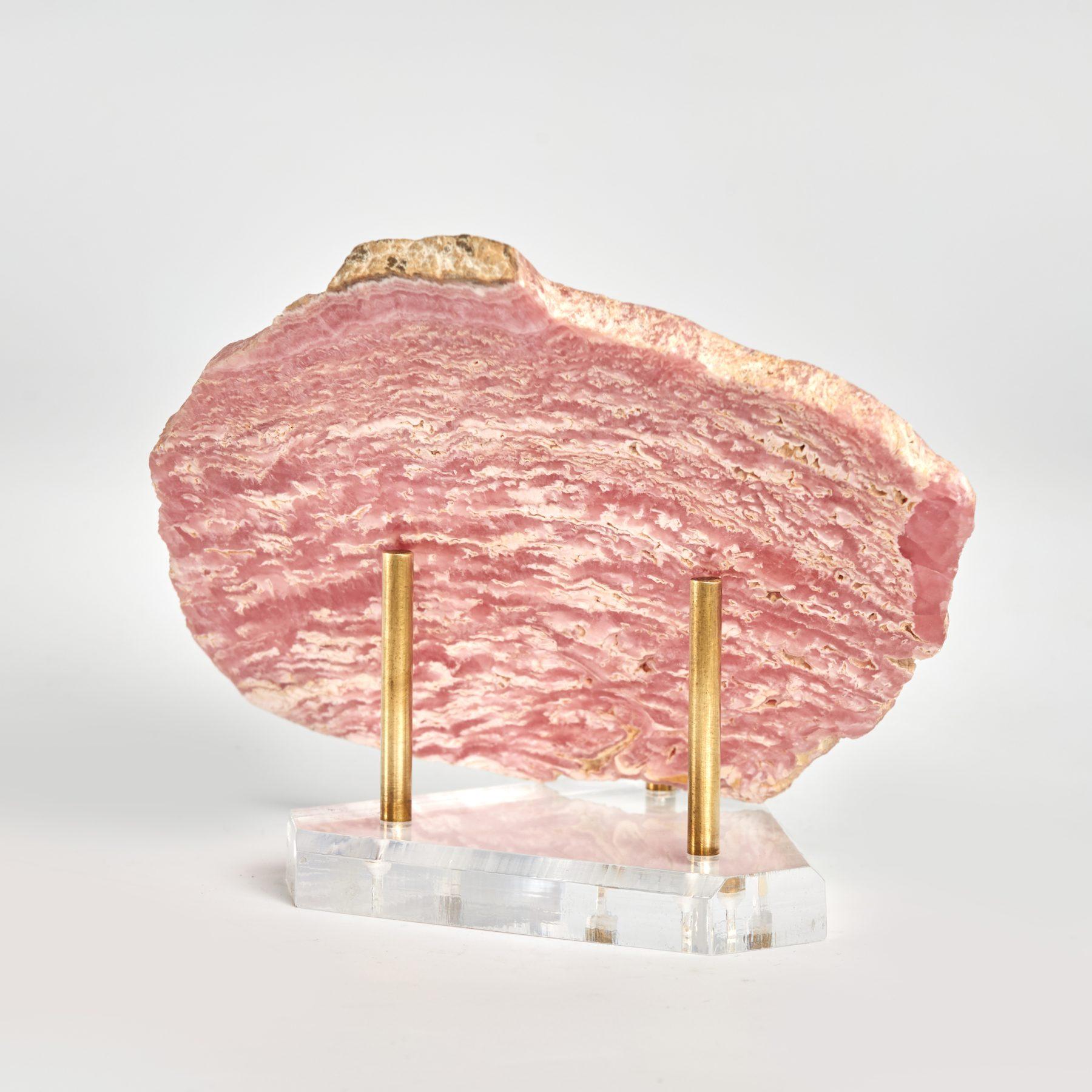 Rhodochrosite Mineral Specimen on Lucite Base - Abstract Sculpture by Unknown