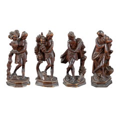 Antique Rococò Venice - Set of four 18th century carved wood sculptures - Seasons