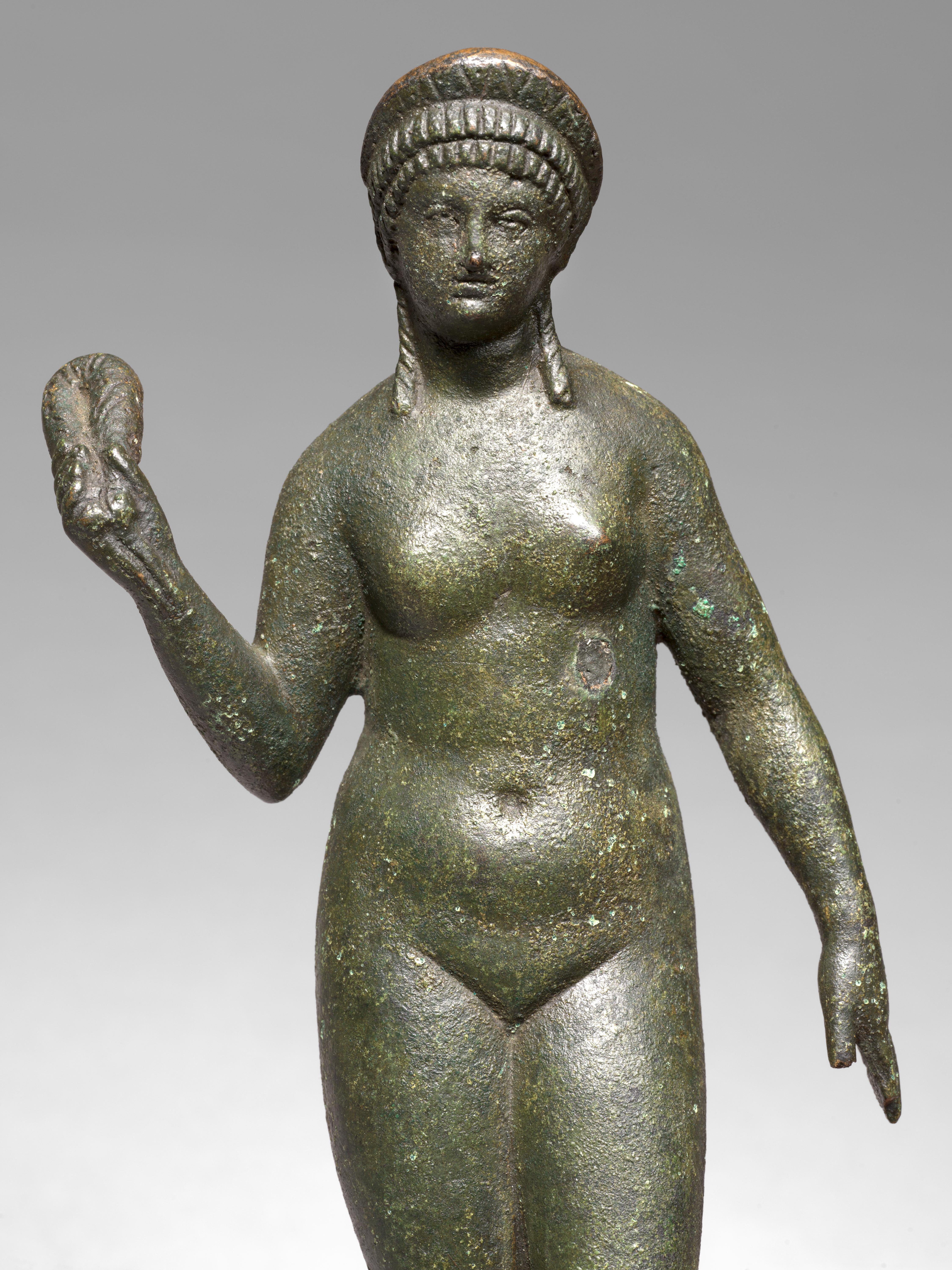 Roman Bronze Figure of Aphrodite, 2nd Century AD - Gold Figurative Sculpture by Unknown