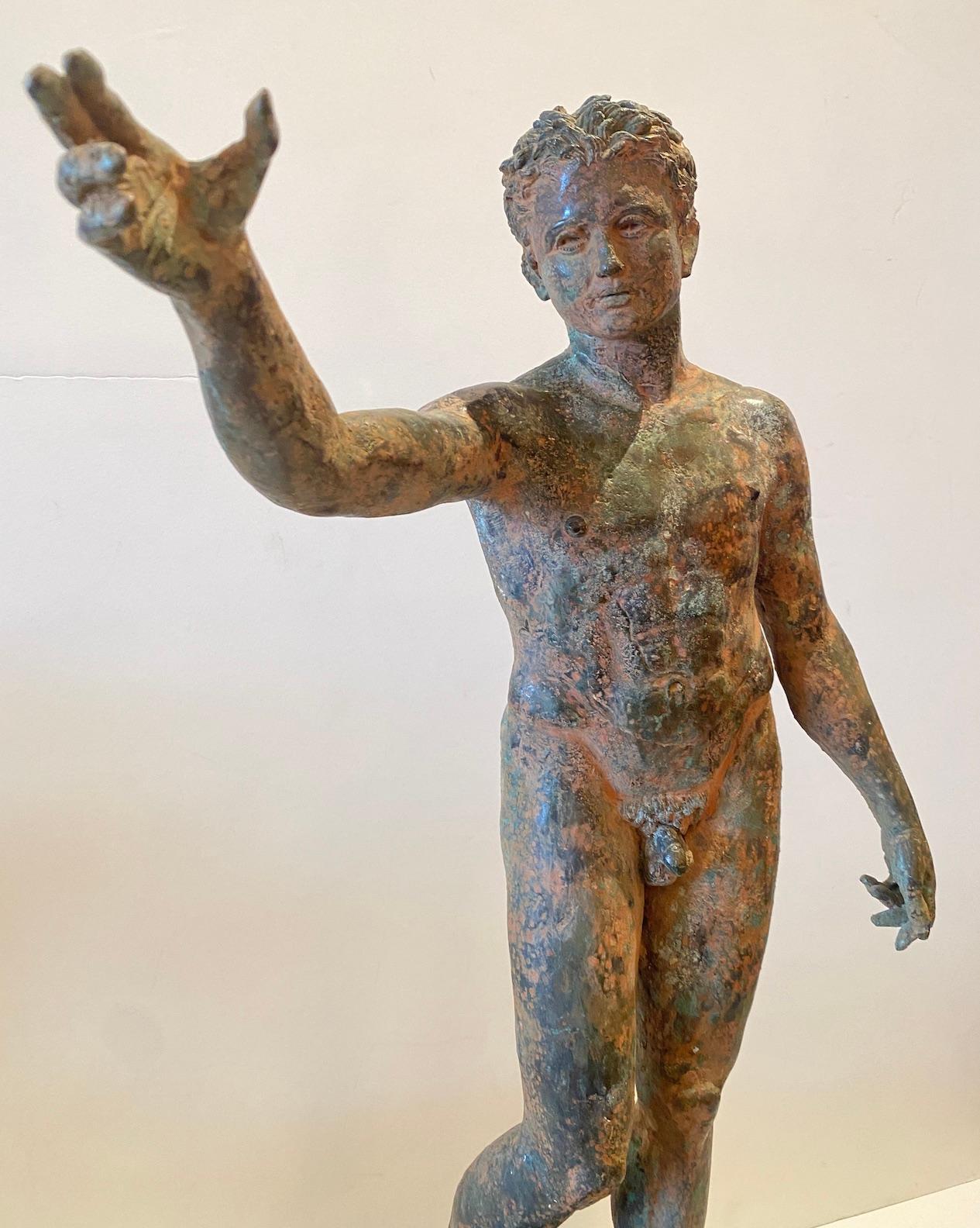 Roman Bronze Statue of Youth For Sale 3