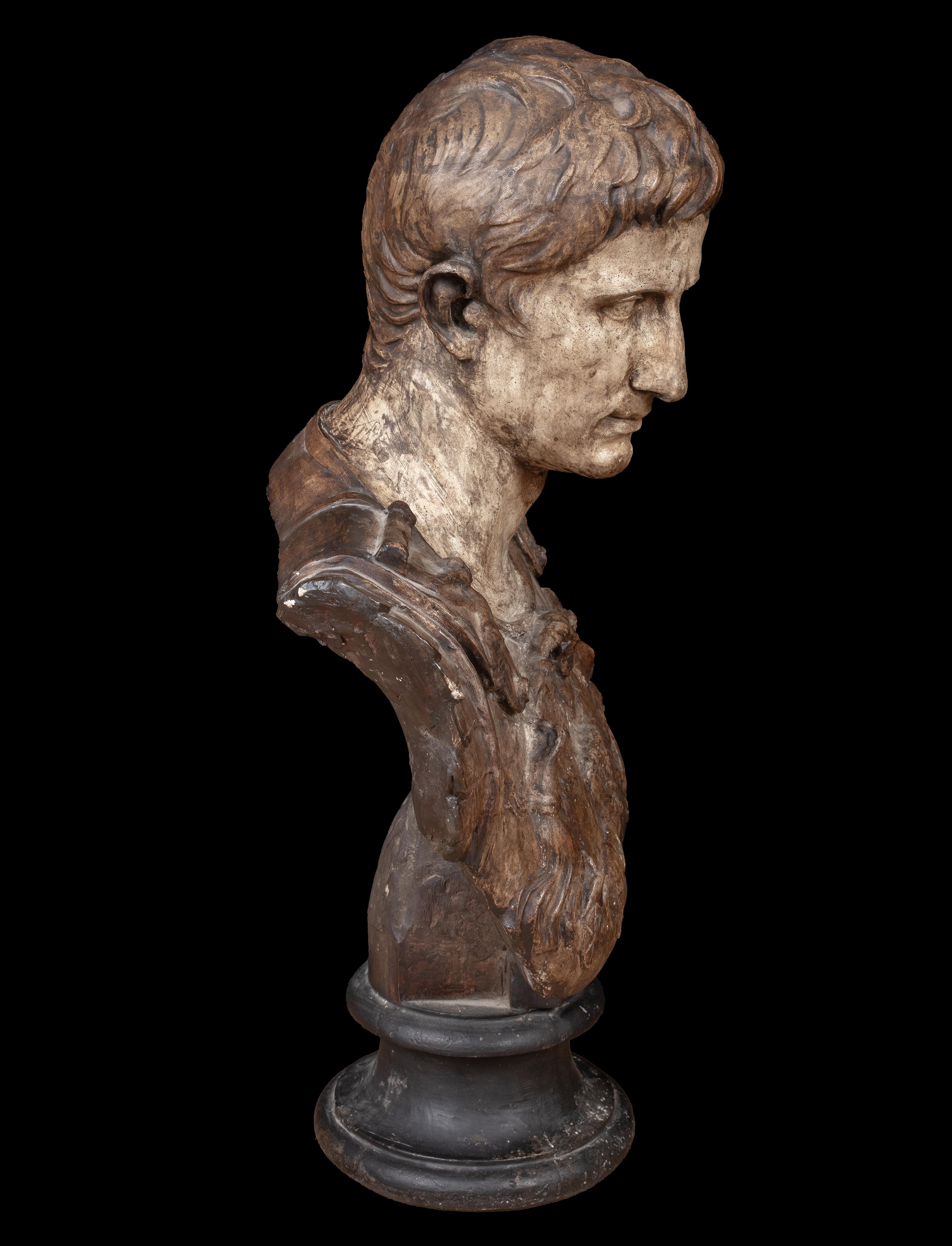 Roman Emperor Augustus Caesar (63 BC - 19 AD), 19th Century  Italian School - Black Figurative Sculpture by Unknown