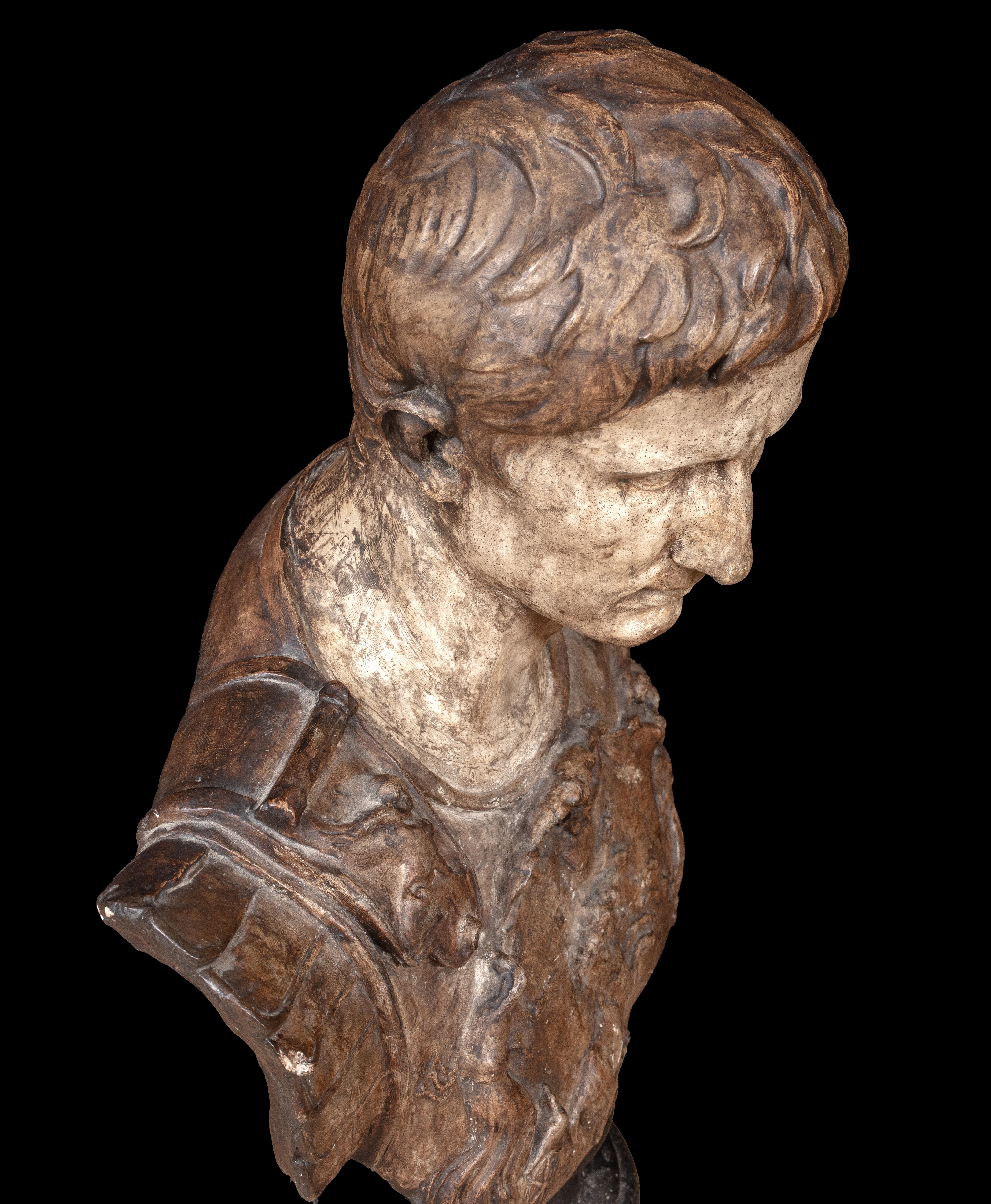 Roman Emperor Augustus Caesar (63 BC - 19 AD), 19th Century

Italian School 

Large 19th century Italian Roman Emperor Augustus Caesar of Prima Porta crafted from plaster. Produced circa 1800, this portrait depicting Augustus of Prima Porta is a