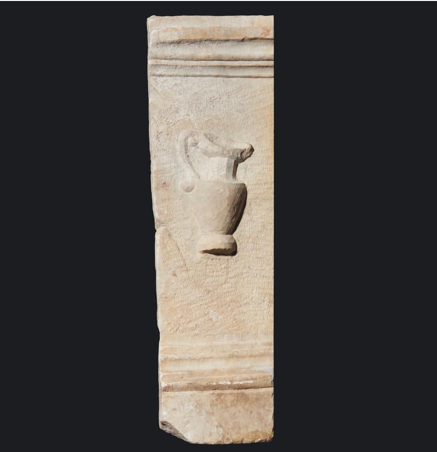 Unknown Figurative Sculpture - ANCIENT ROMAN MARBLE ALTAR FRAGMENT, 1ST/2ND CENTURY A.D.