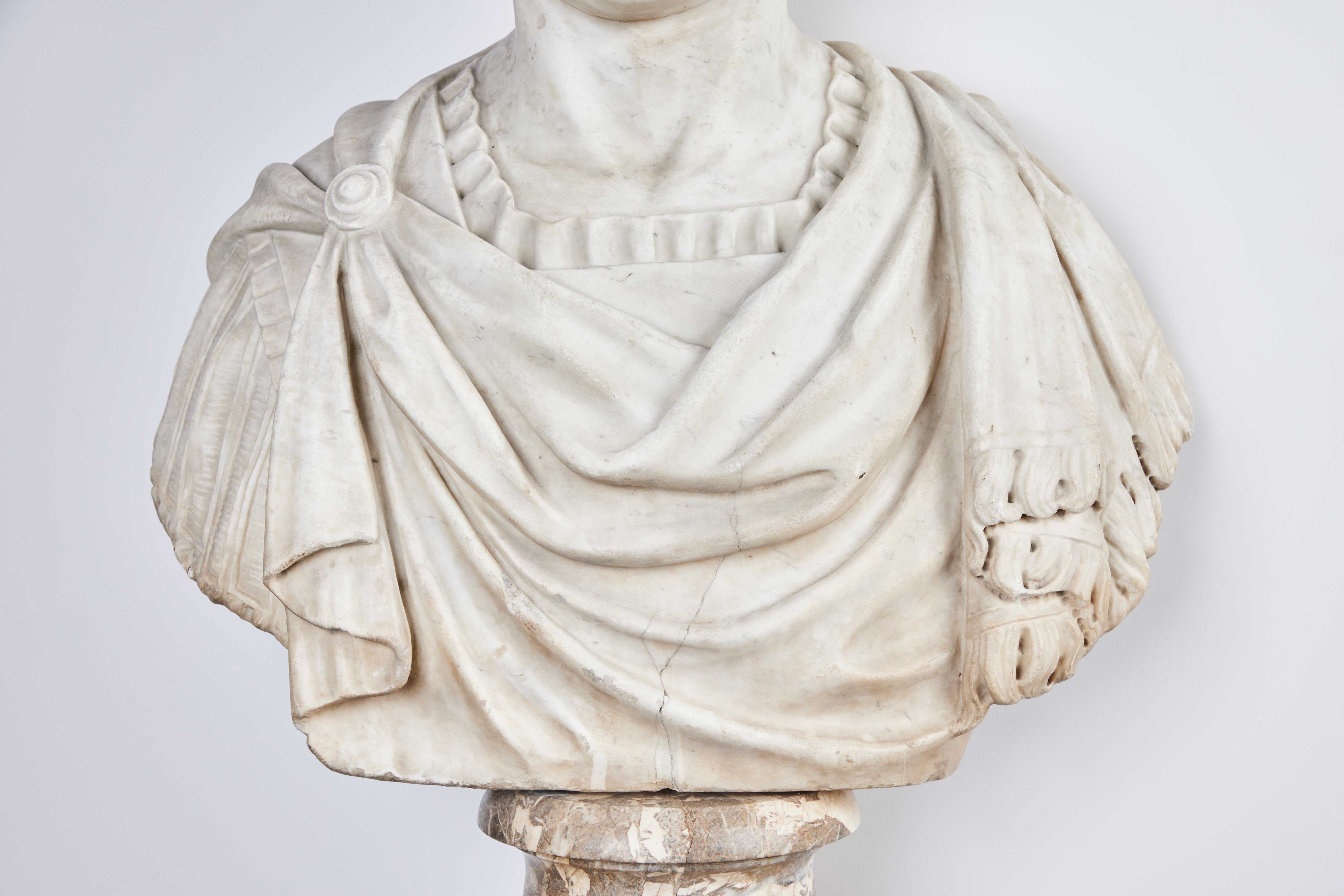 Roman Marble Bust of an Emperor For Sale 2