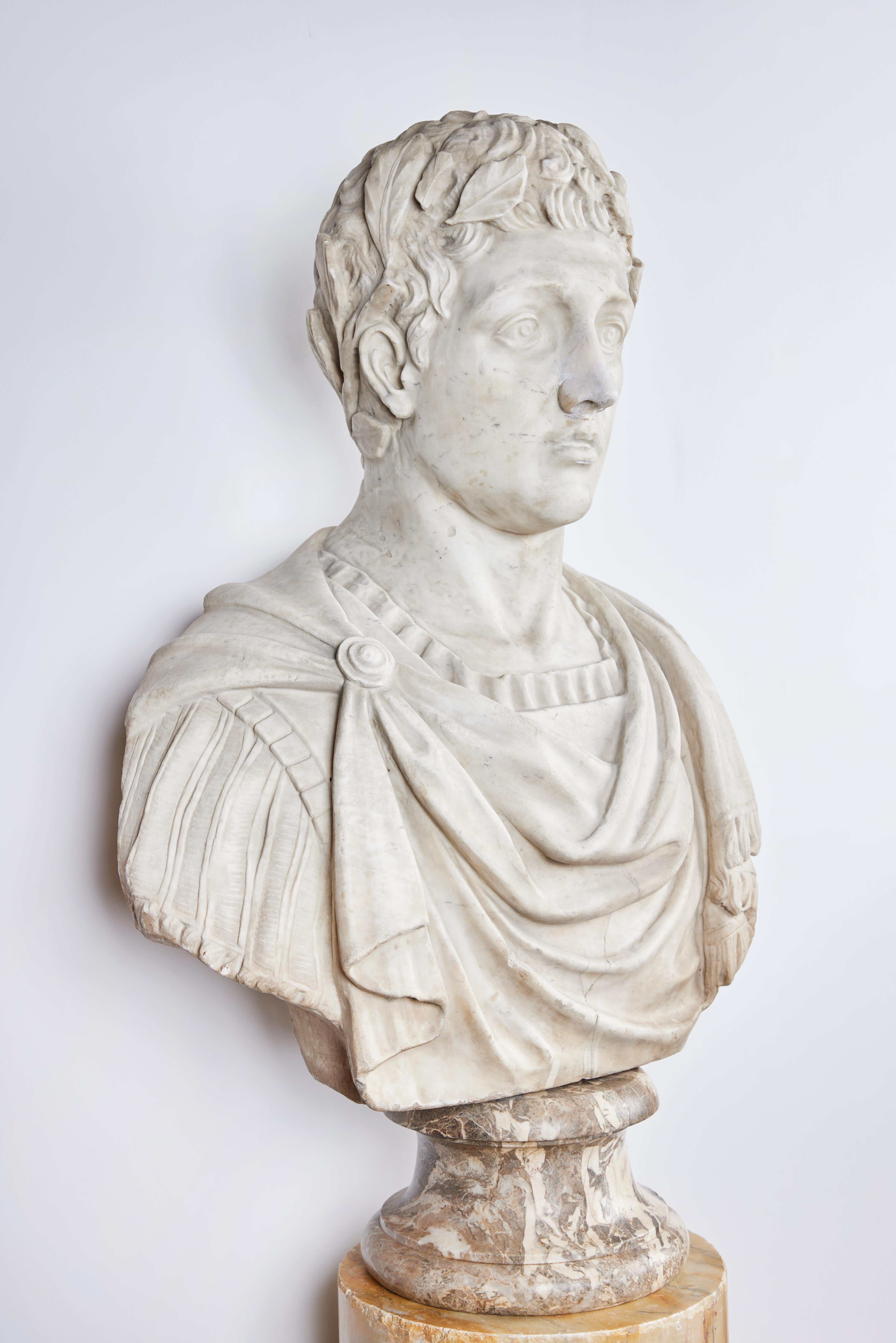 Roman Marble Bust of an Emperor For Sale 4