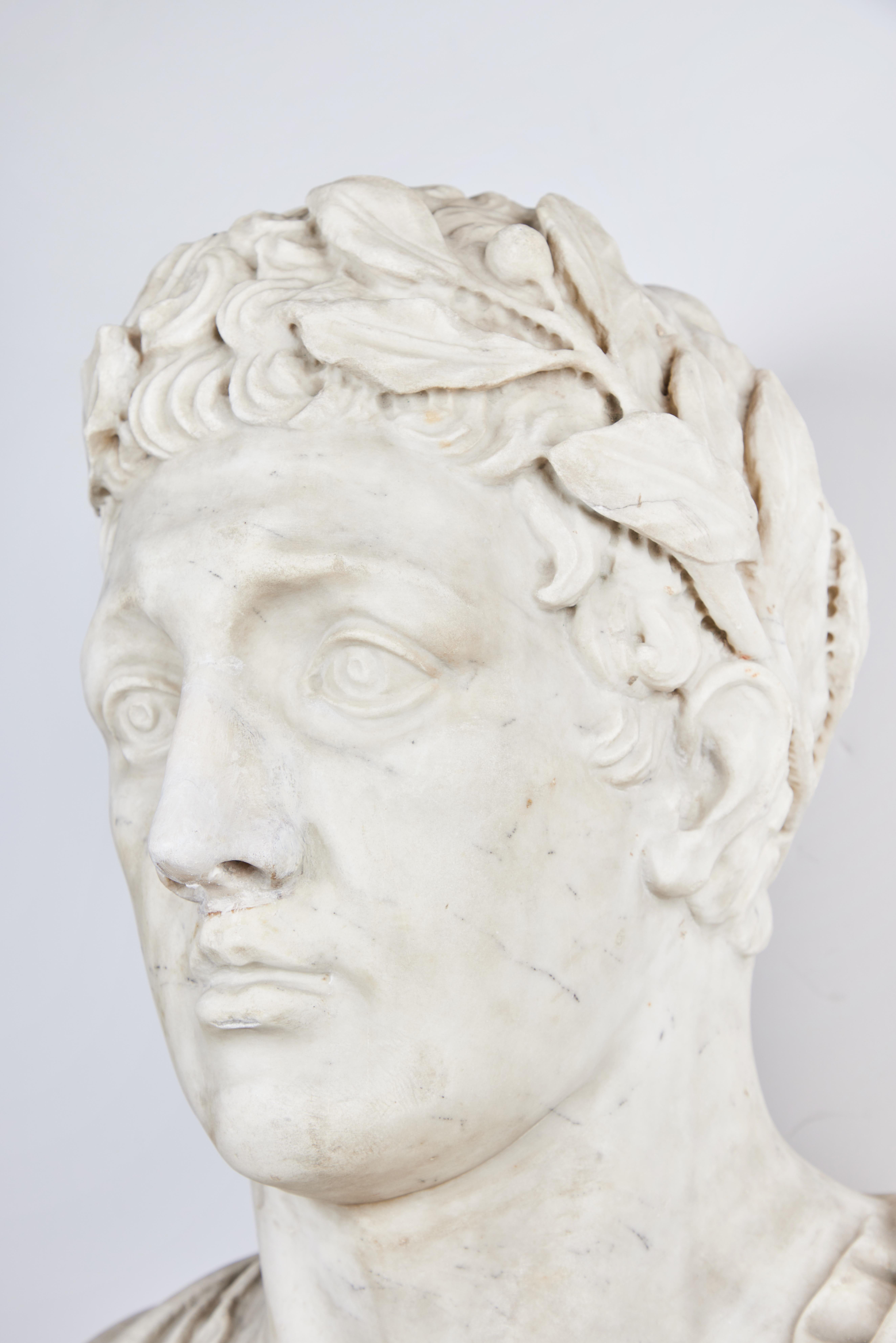 Roman Marble Bust of an Emperor For Sale 5