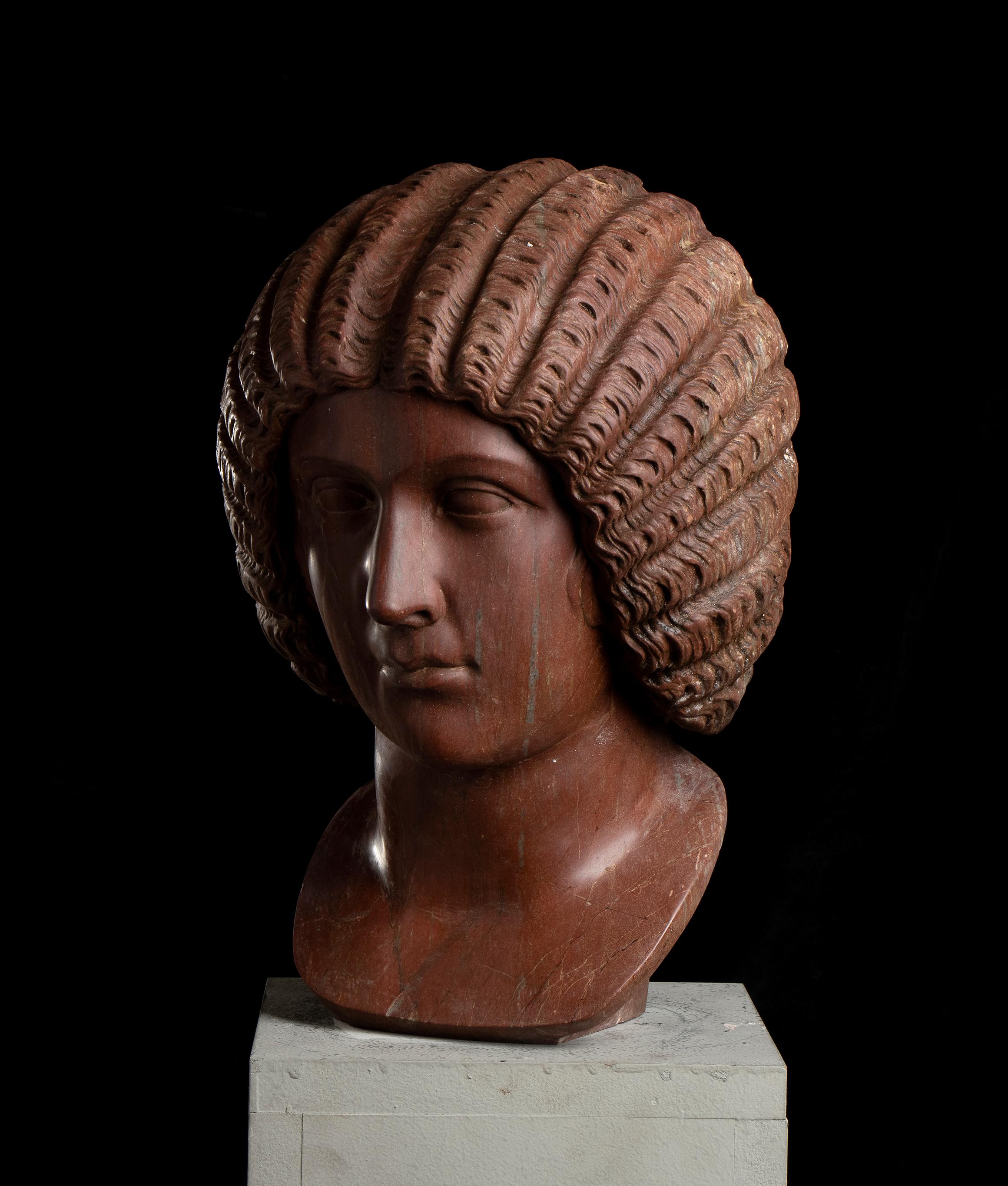 Sculpture antique de Rosso, portrait de l'impératrice romaine Giulia Domna italienne - Noir Figurative Sculpture par Unknown