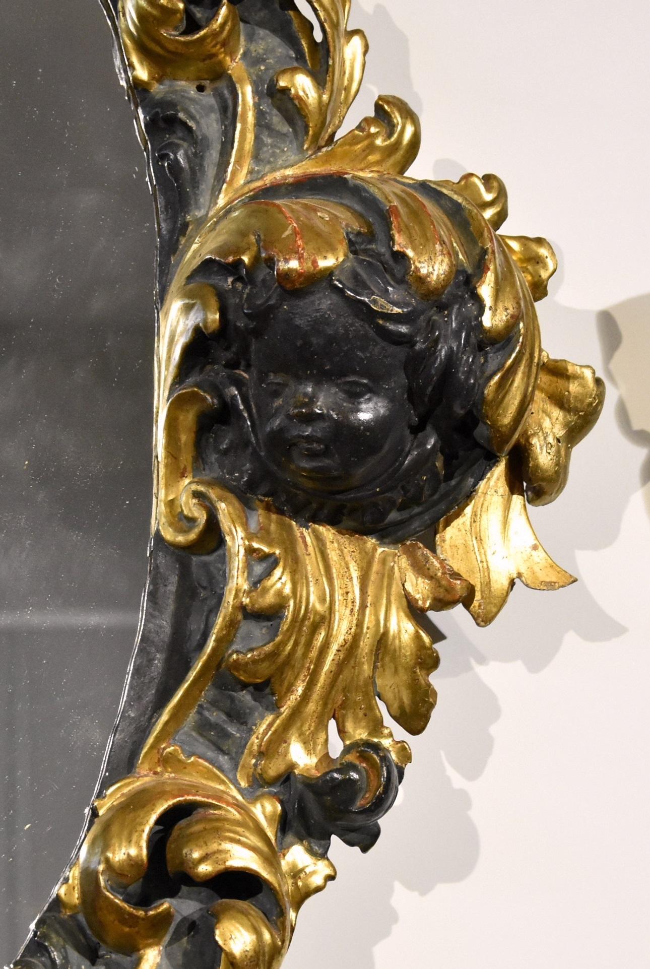 Maître romain sculpteur 17ème siècle (II/II) Miroir Or Italie Vieux maître Art du bois en vente 8