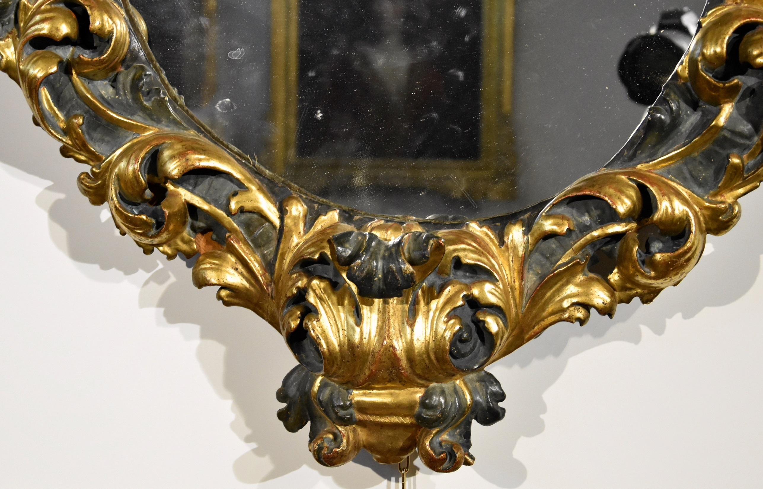 Maître romain sculpteur 17ème siècle (II/II) Miroir Or Italie Vieux maître Art du bois en vente 11
