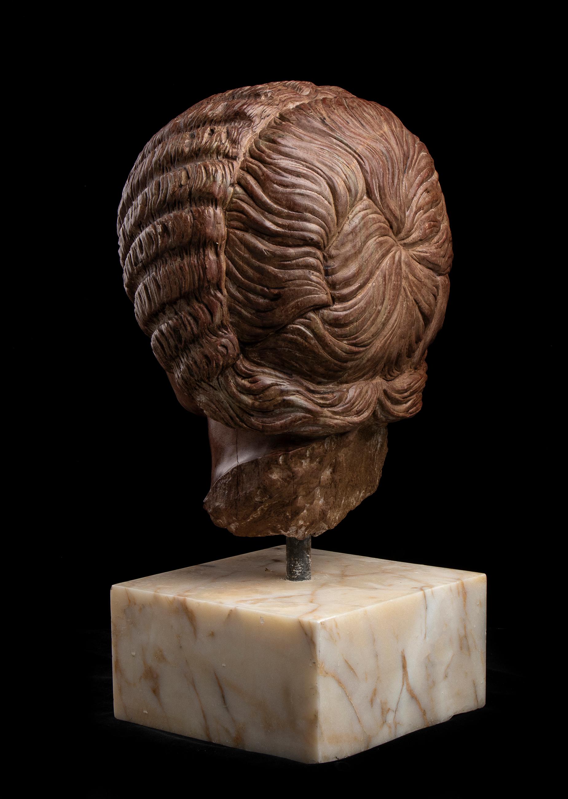 Roman Red Marble Sculpture Portrait Empress Julia Domna 19th Century For Sale 1