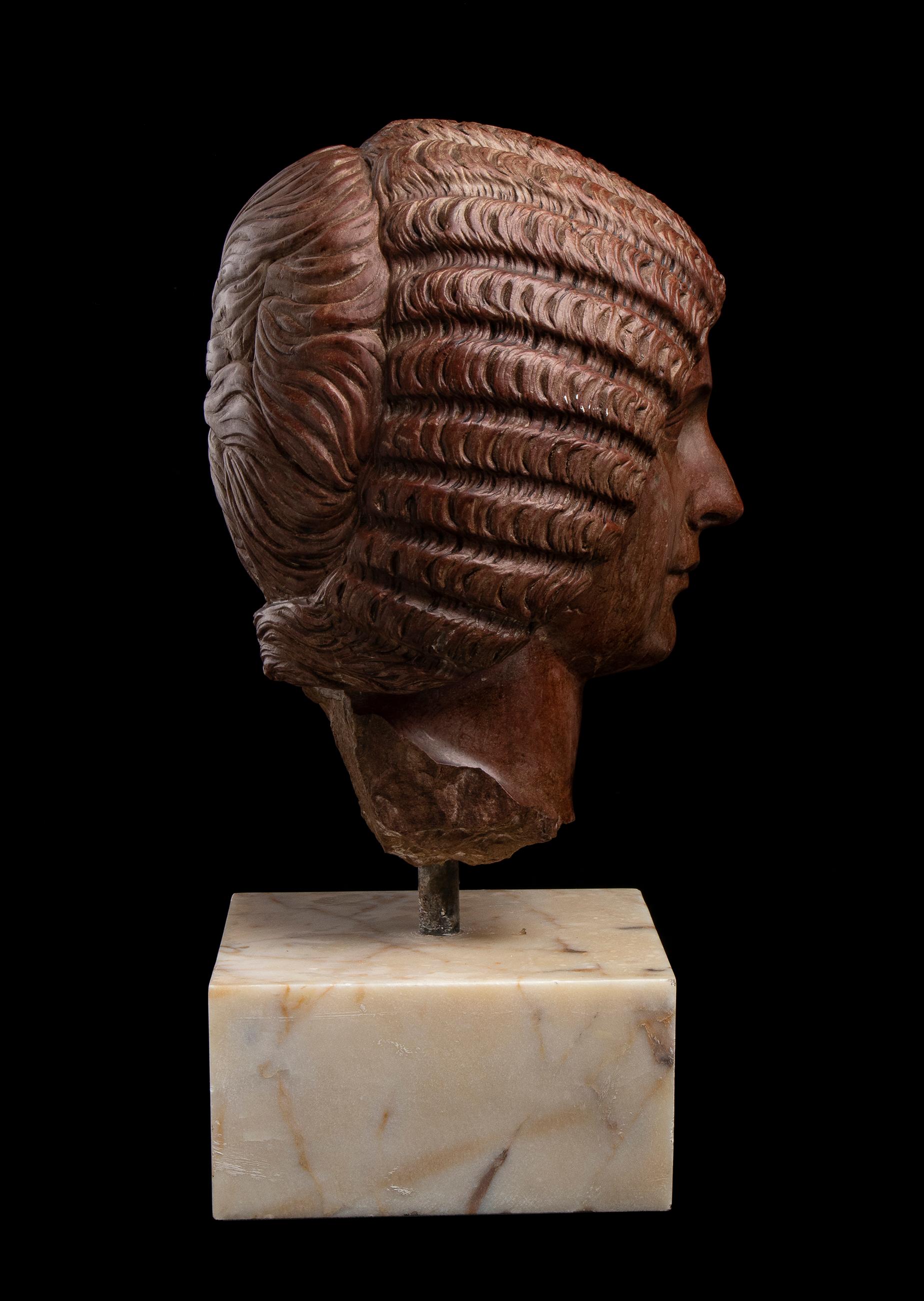 Roman Red Marble Sculpture Portrait Empress Julia Domna 19th Century For Sale 4