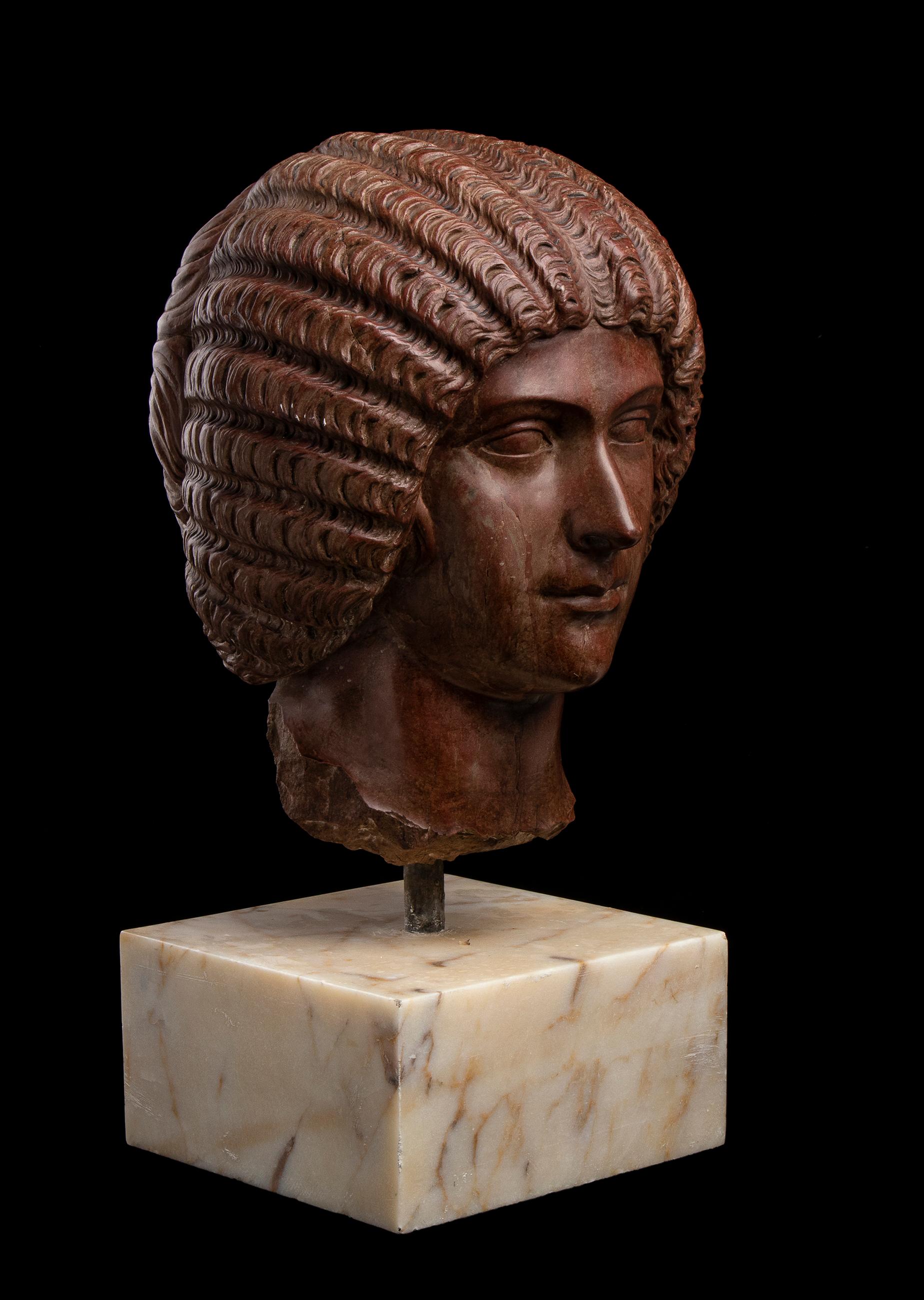 Roman Red Marble Sculpture Portrait Empress Julia Domna 19th Century For Sale 5