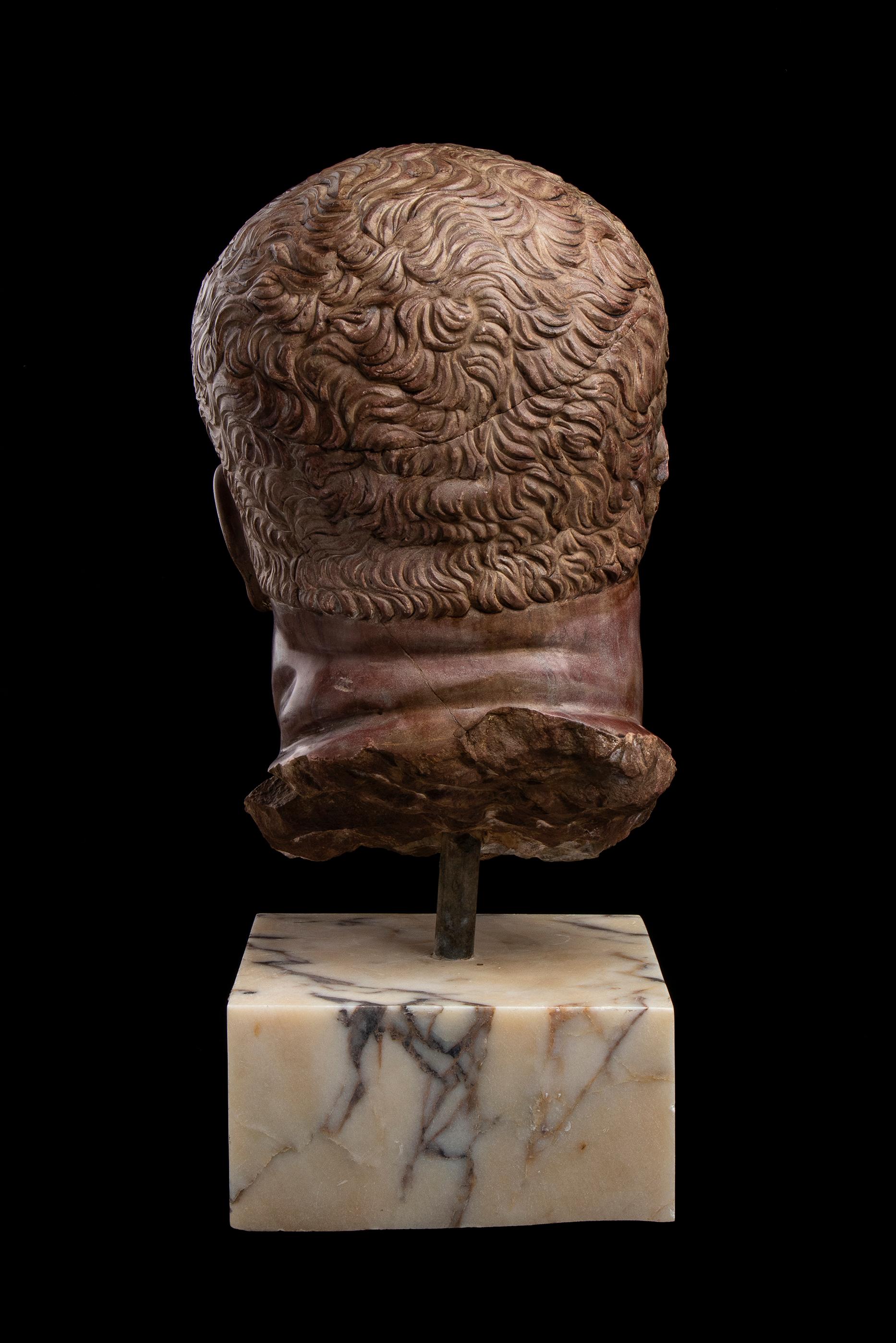 Roman Sculpture Portrait Emperor Vitellius Rosso Antico Marble 19th Century For Sale 2