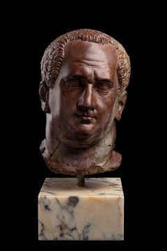 Roman Sculpture Portrait Emperor Vitellius Rosso Antico Marble 19th Century